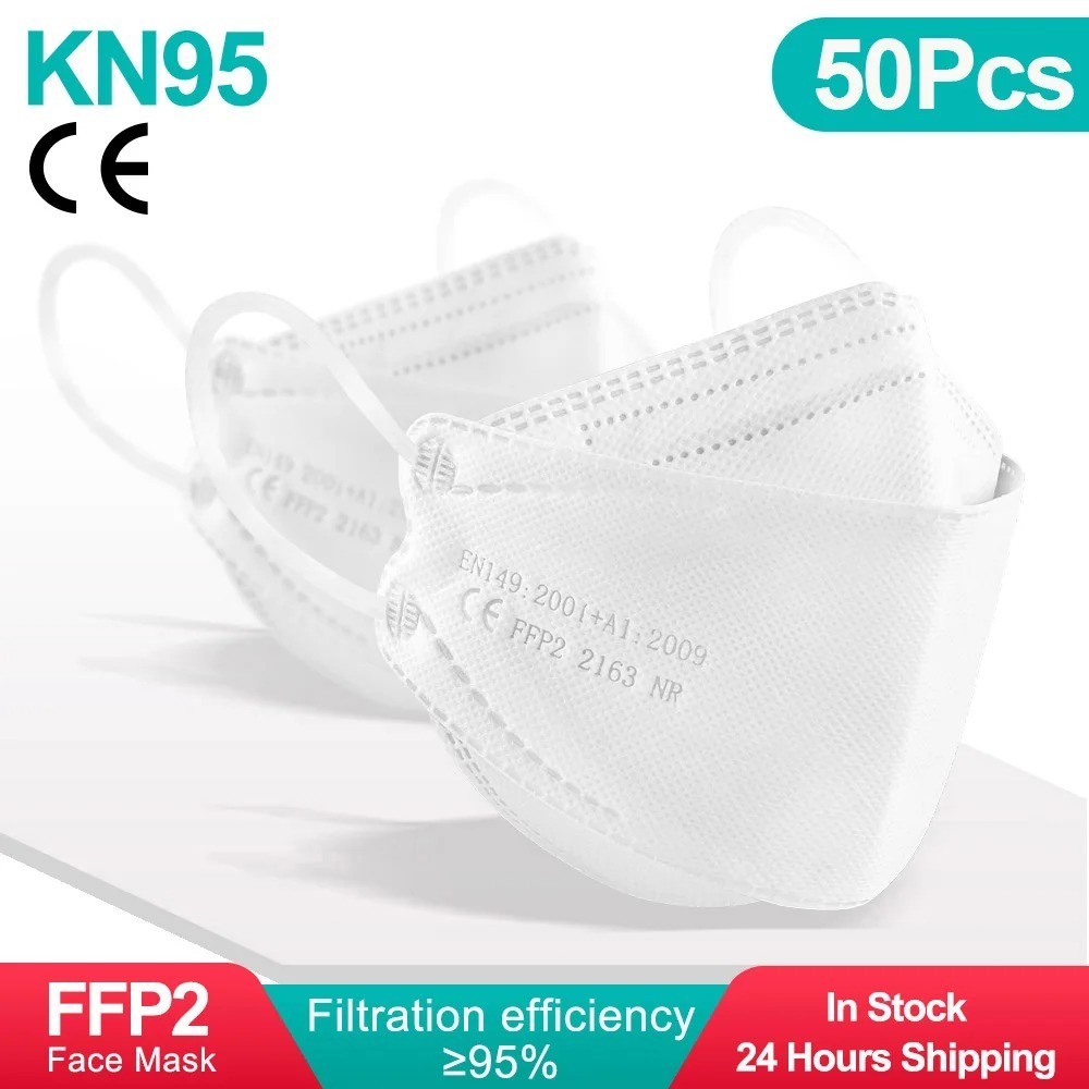 50PCS KN95 Face Masks 4-Layer Protective Respirator Fish Shape Adult Mask – USA