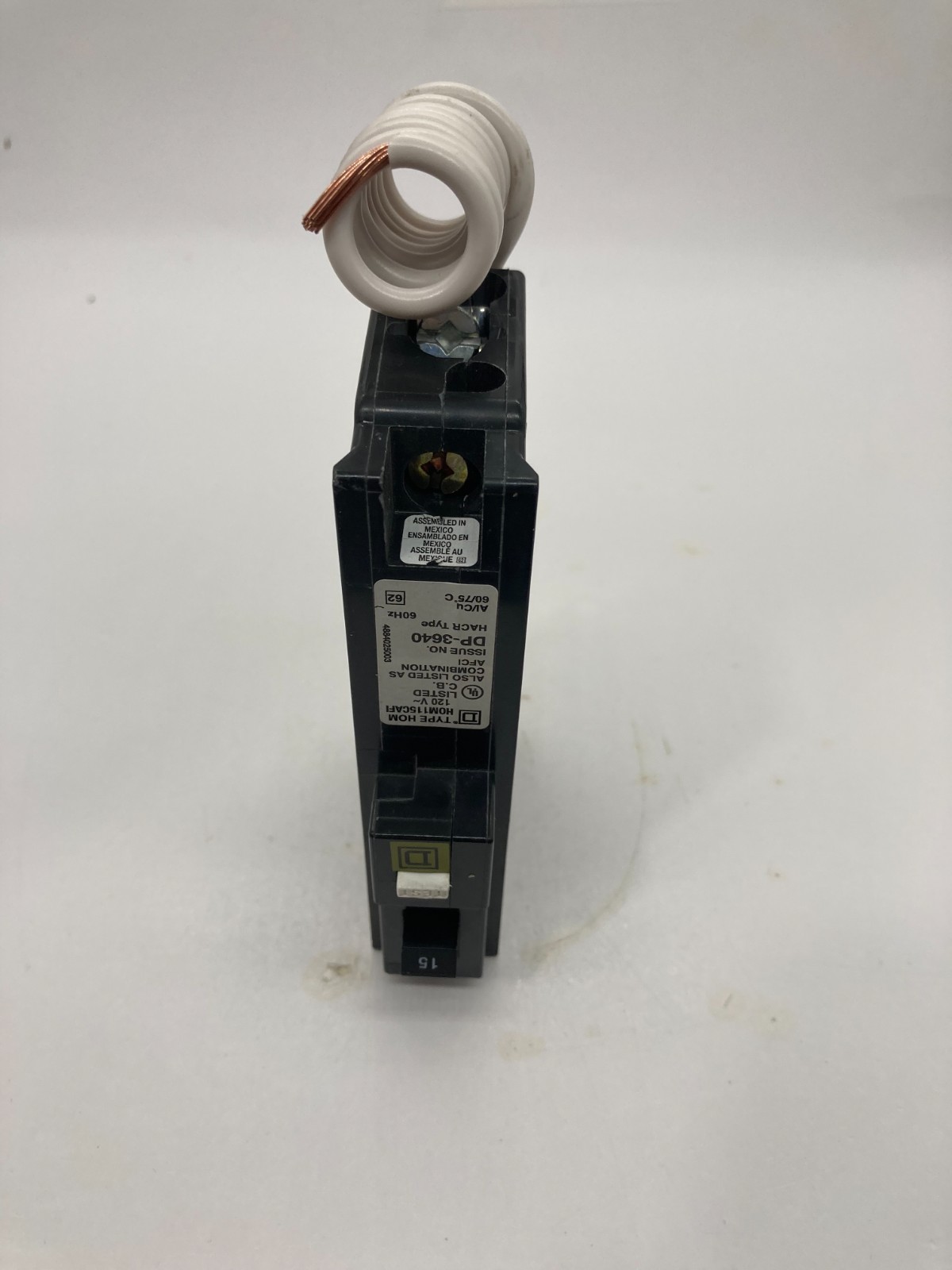 Homeline HOM115CAFI 15Amp 1 Pole 120V Plug On CAFI Combination Arc Fault Breaker