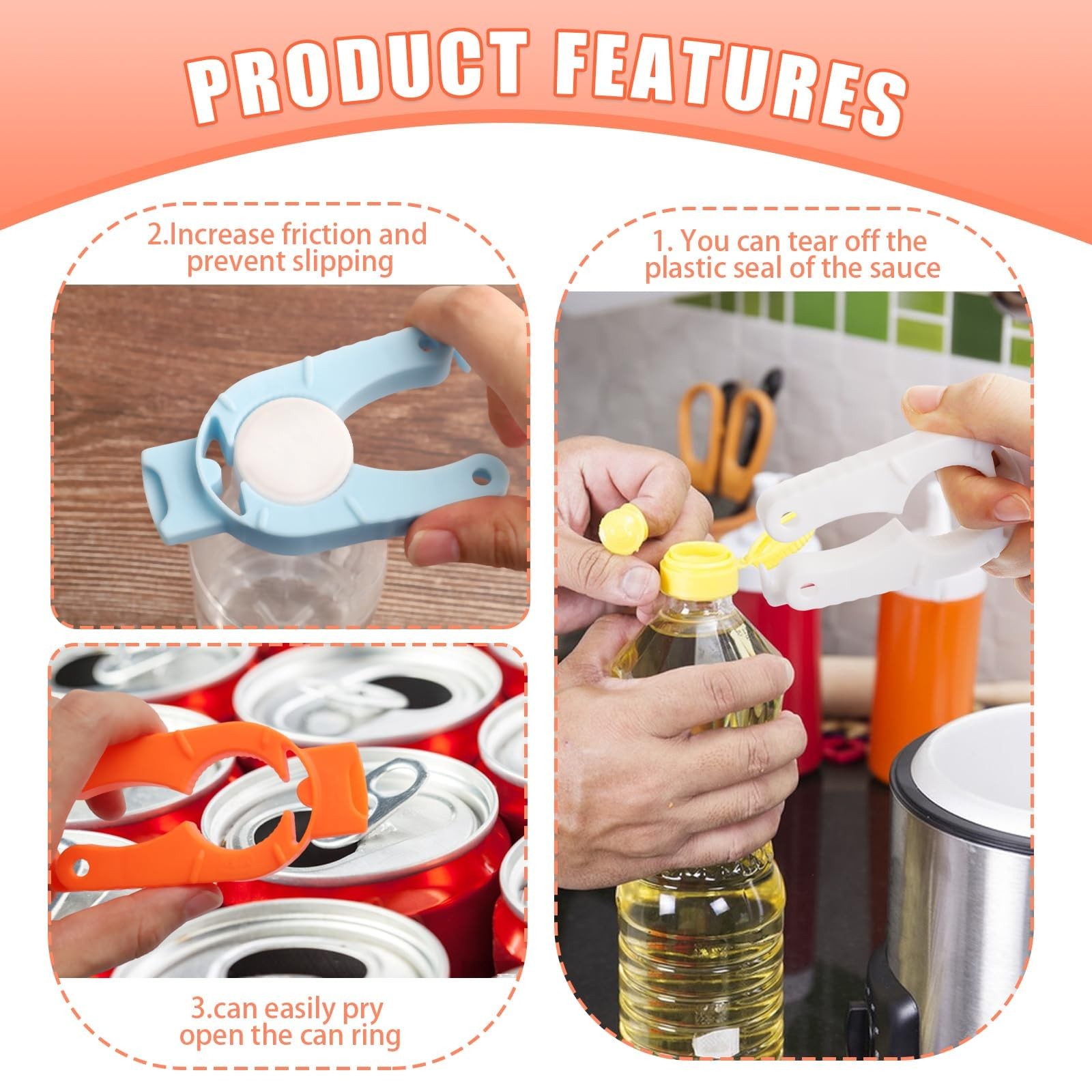 Bottle Opener Can Opener Easy Grip Ergonomic Plastic 6 Pack Weak Hands Arthritis