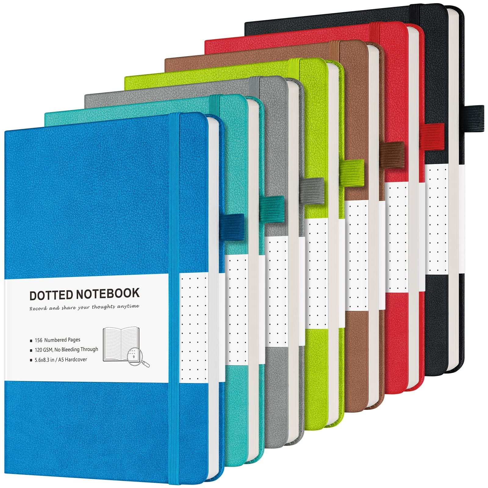 Dotted Journal Notebook, 7 Pack Leather Bullet Dot Grid Journal for Women Men…