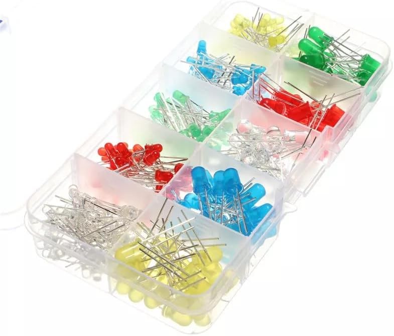 5mm 3mm LED Light Kit 300Pcs Assortment Yellow White Blue Red Green with Case