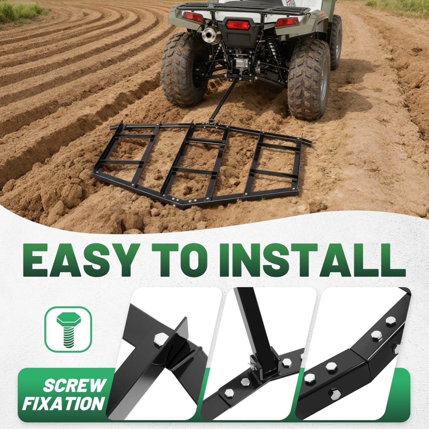 84″ Driveway Drag Tow Behind Drag Harrow Gravel Grader For ATV UTV Tractor