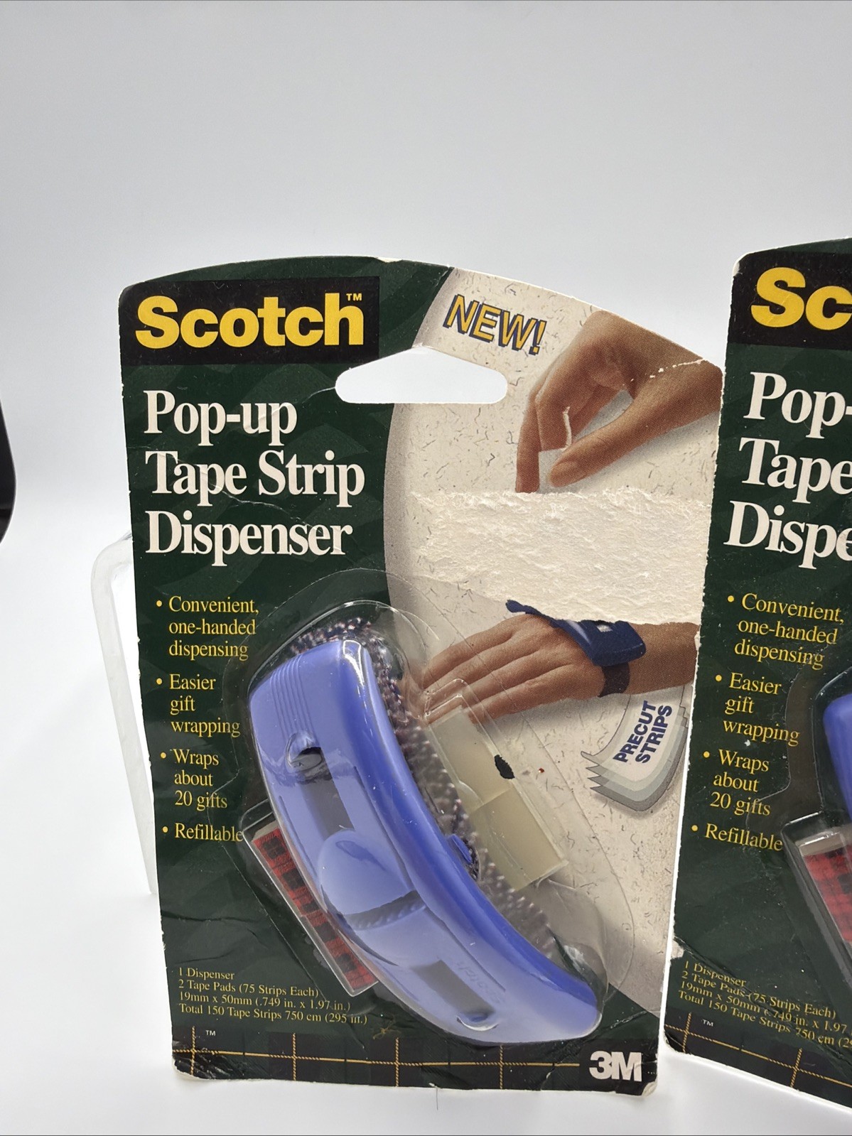 New Scotch Pop-Up Tape Dispenser Wrist Bracelet Pre Cut Tape Strip Lot Of 2