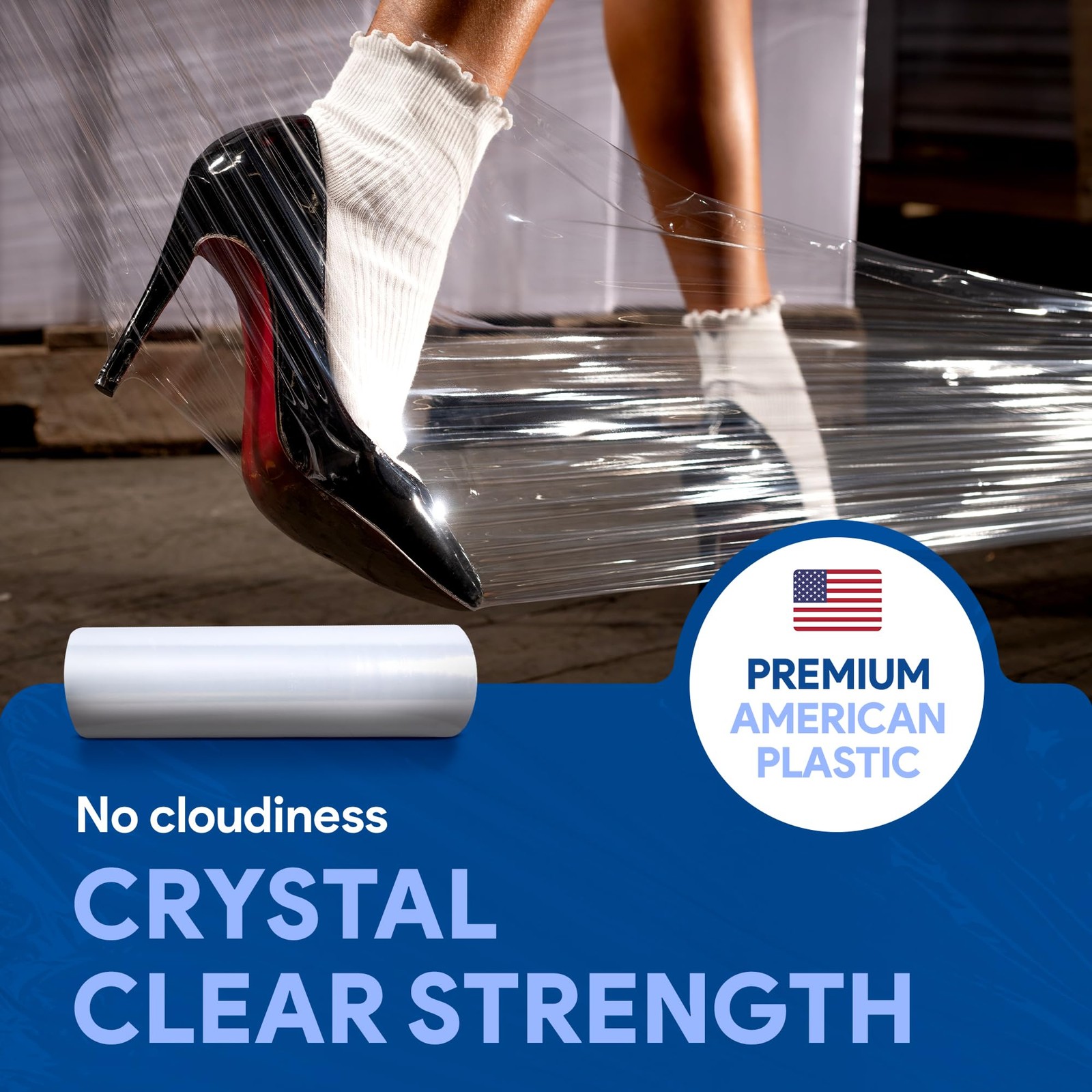 International Plastics 18″ x 1200 ft Clear Stretch Film Wrap 500% Stretch 1 Roll