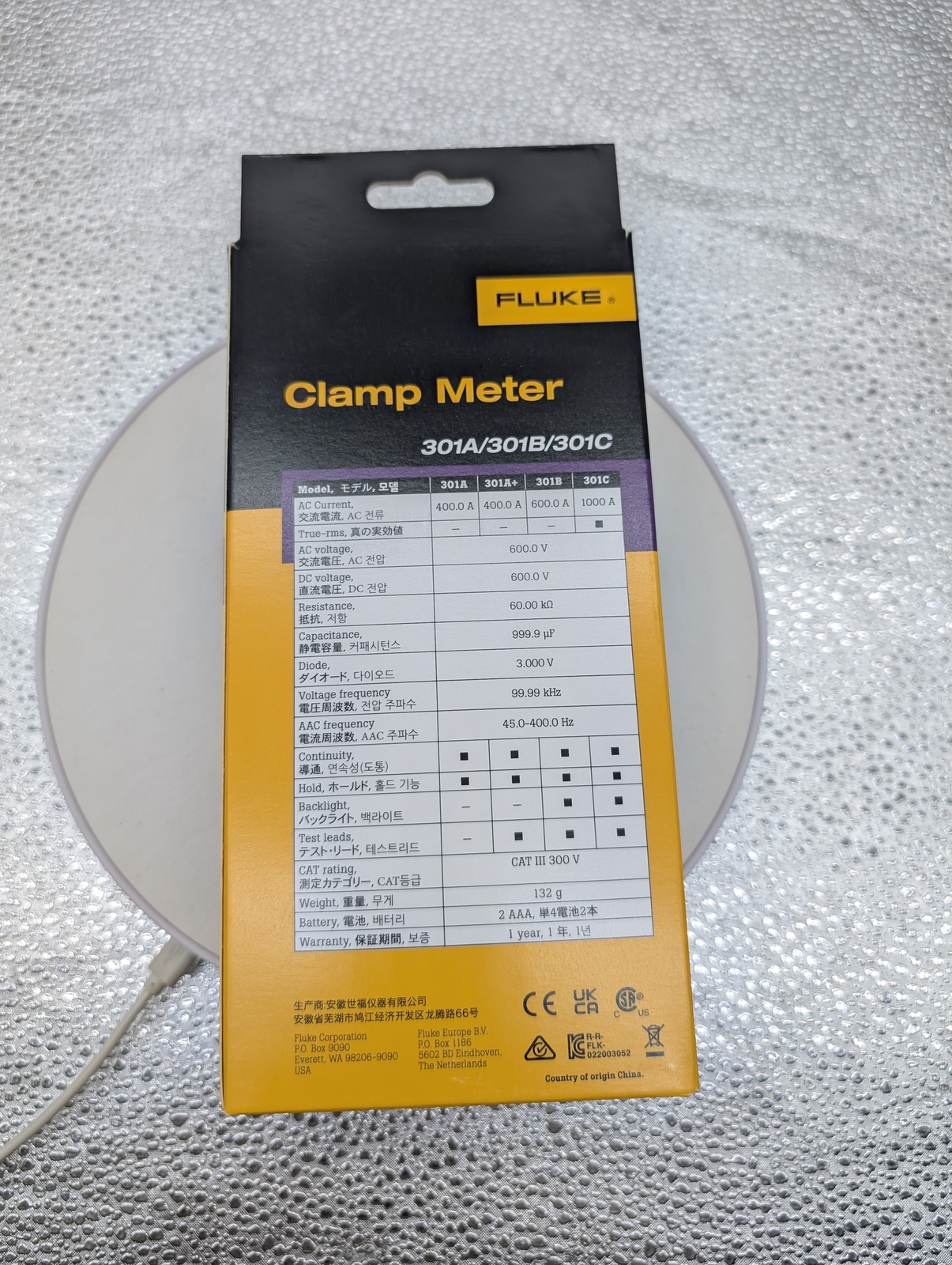 FLUKE Digital Clamp Meter 301A AC current clamp Yellow Electrical Measureme