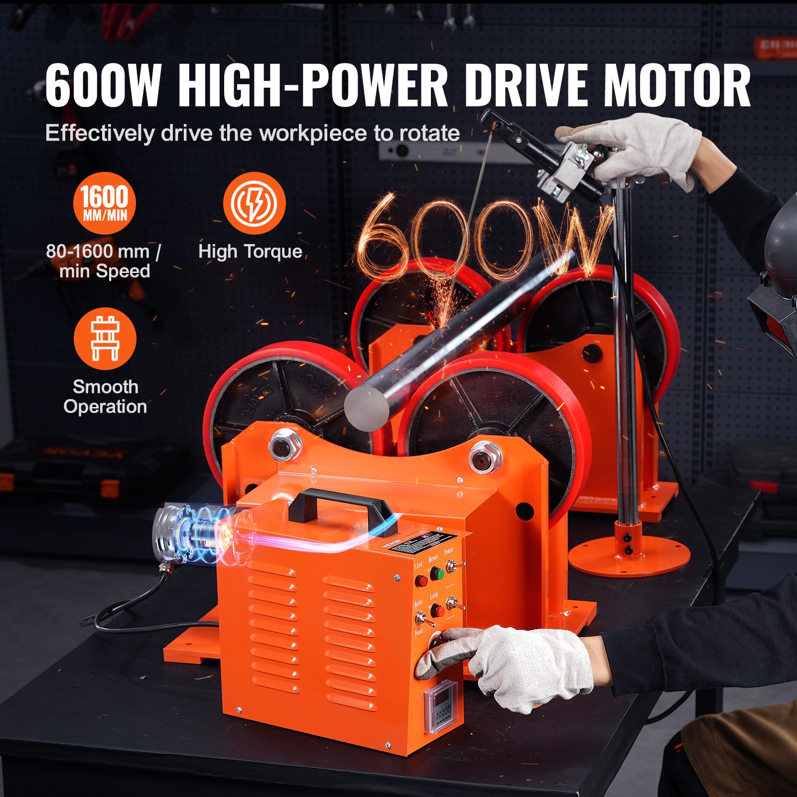 VEVOR Turning Rolls Linkage Roller 1000KG/2205LBS Loading Welding Turning Roll