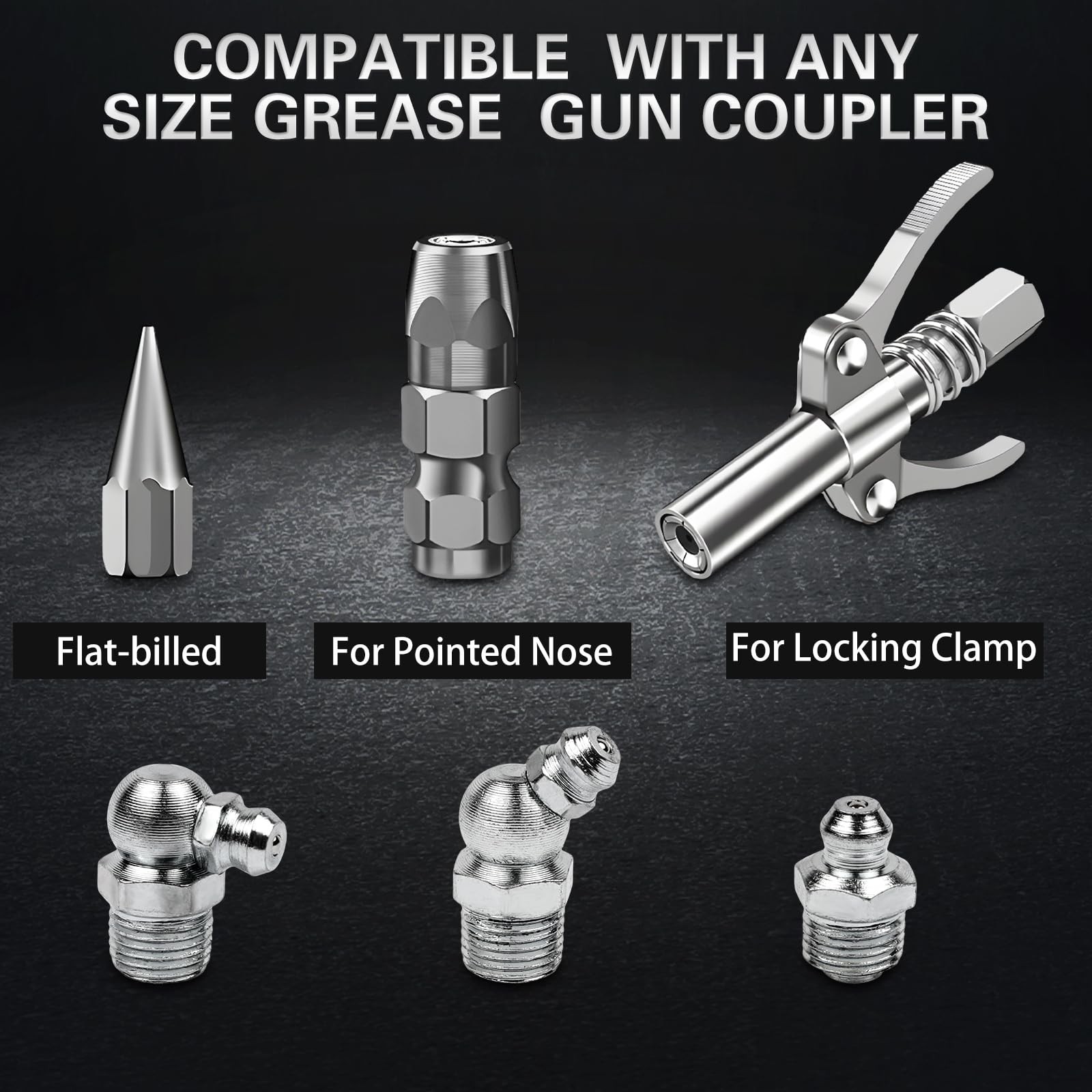 60Pcs Grease Fittings Kit, 1/4 & 1/8 Inch BSP Grease Zerk Fittings Assortment…