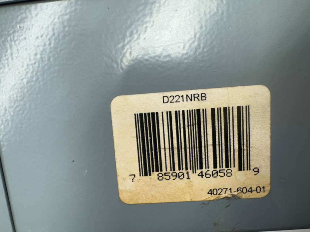 Square D D221NRB General Duty Safety Switch Series E3 30A, 240VAC, FLNR20, Fuses