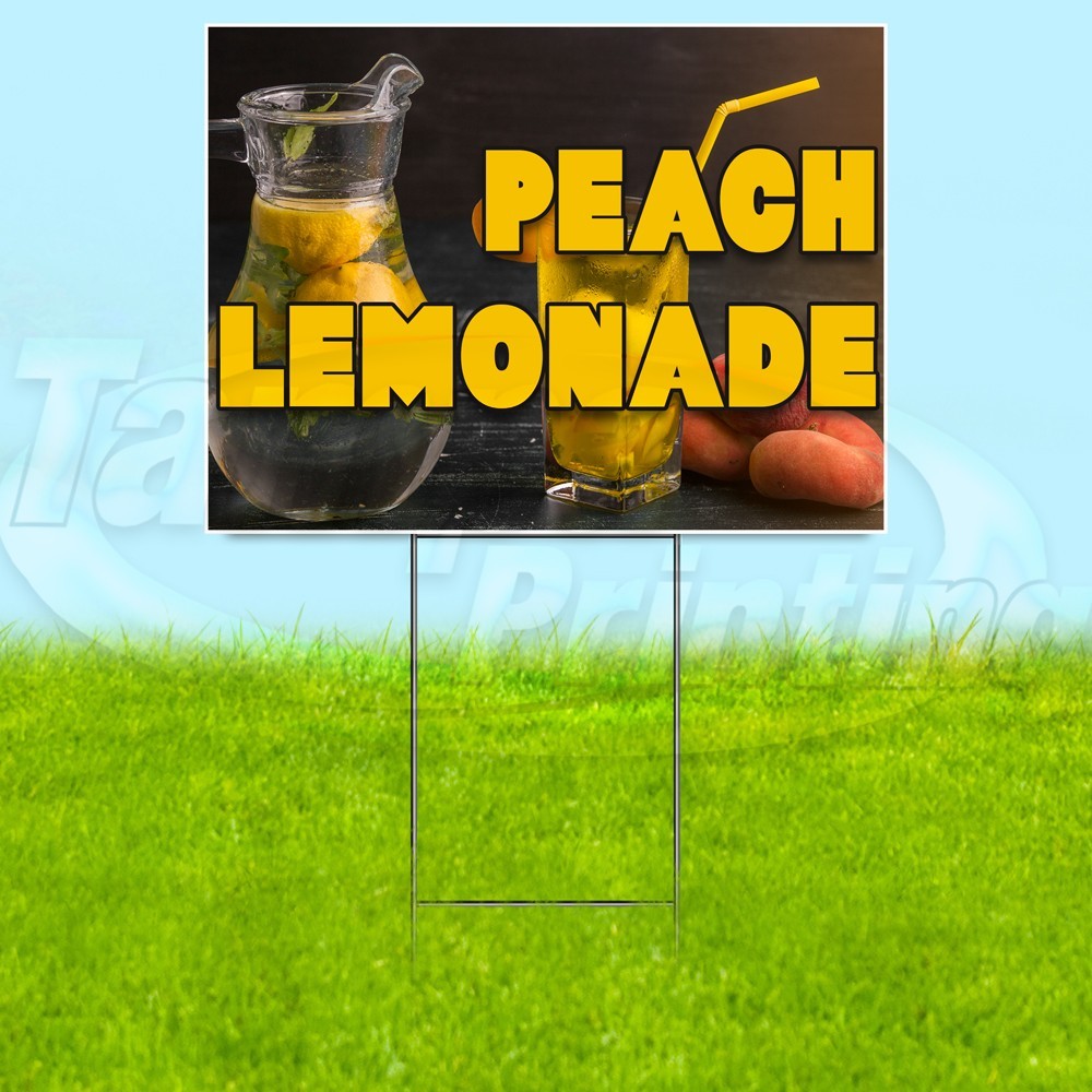 PEACH LEMONADE 18×24 Yard Sign Drinks Plastic Corrugated WITH STAKE USA YS07972