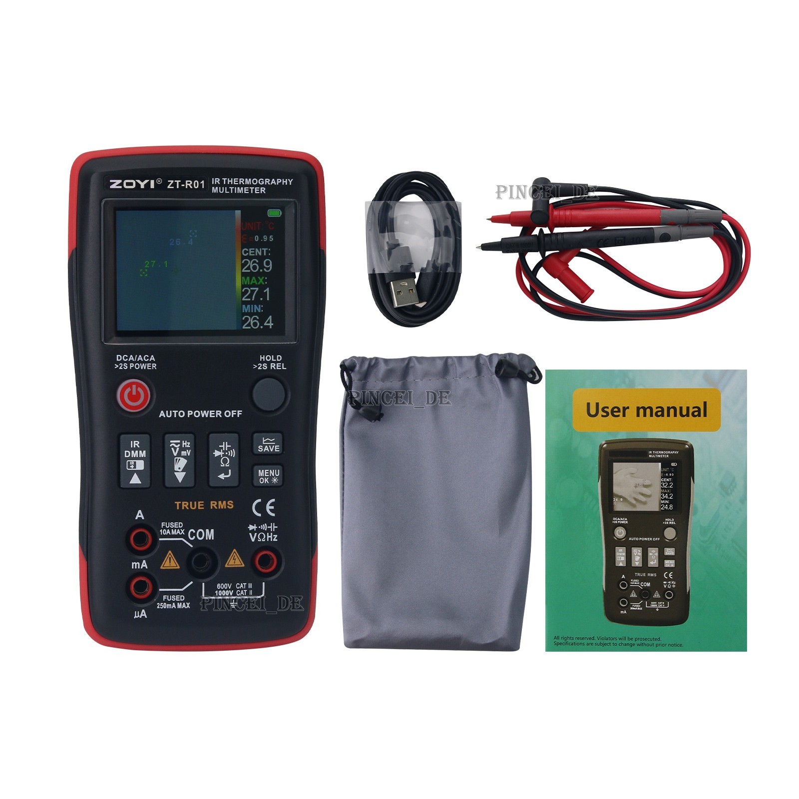 ZT-R01 2-IN-1 IR Thermal Imaging Multimeter with 2.4-inch IPS Color Screen