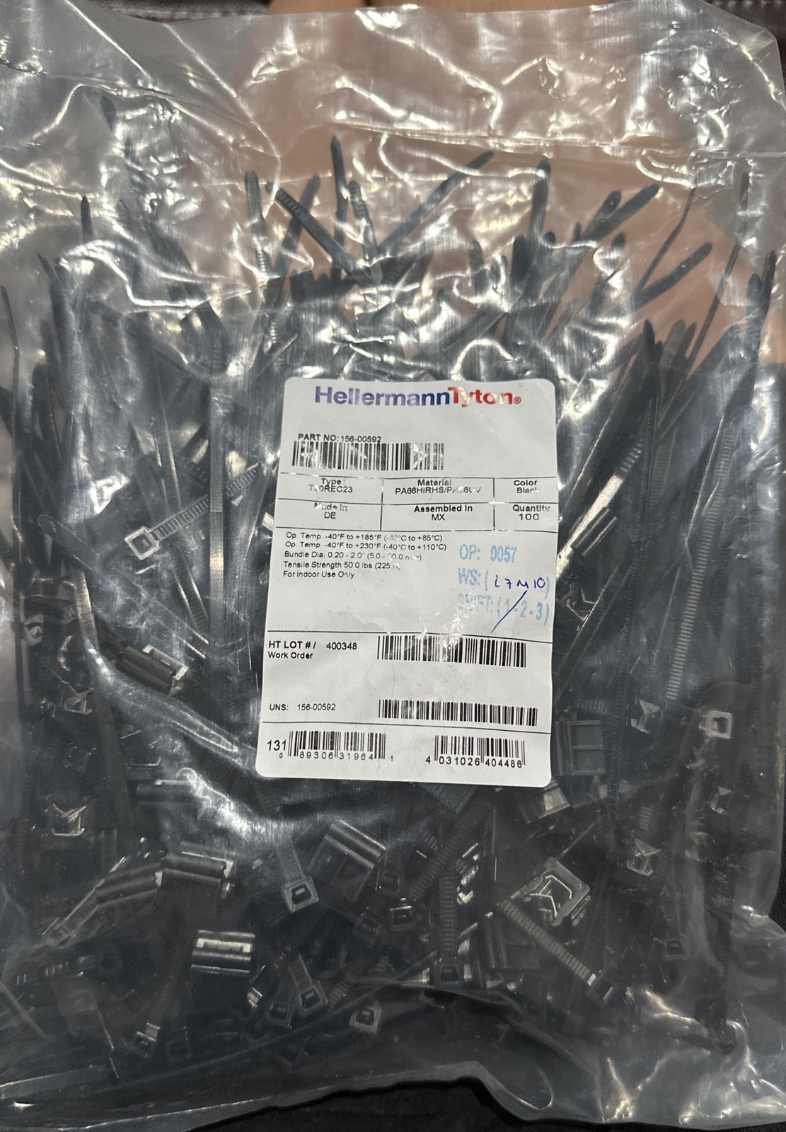 Pack of 100 CABLE TIE EDGE CLIP 50LB 7.9″ 156-00592 New Sealed
