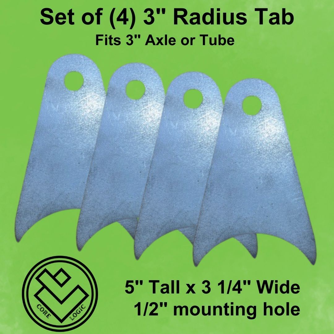 4 -5″ Tall Axle Suspension Tabs-3″ Radius Tube -4 Link Suspension Mounts, Shocks