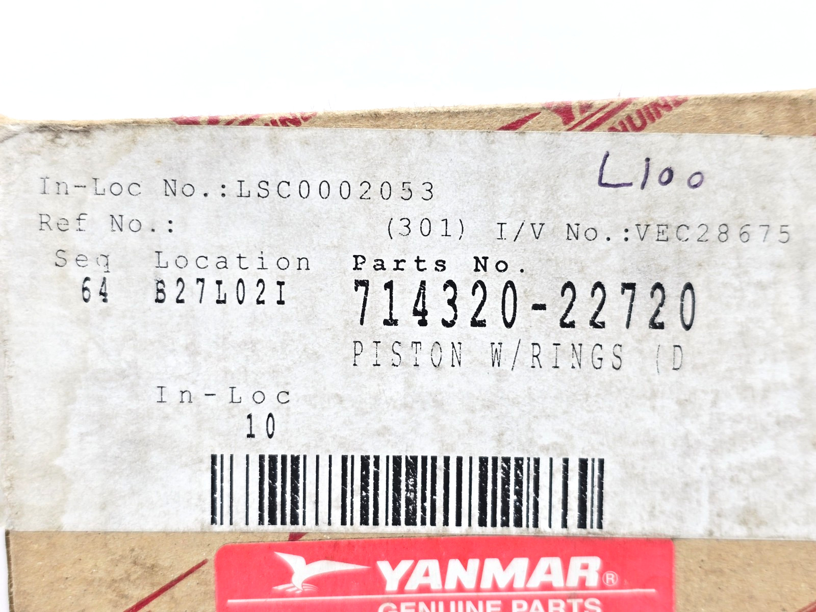 714320-22720 YANMAR PISTON WITH RINGS FOR L100 L100N2 L100N5 L100N6 ENGINES