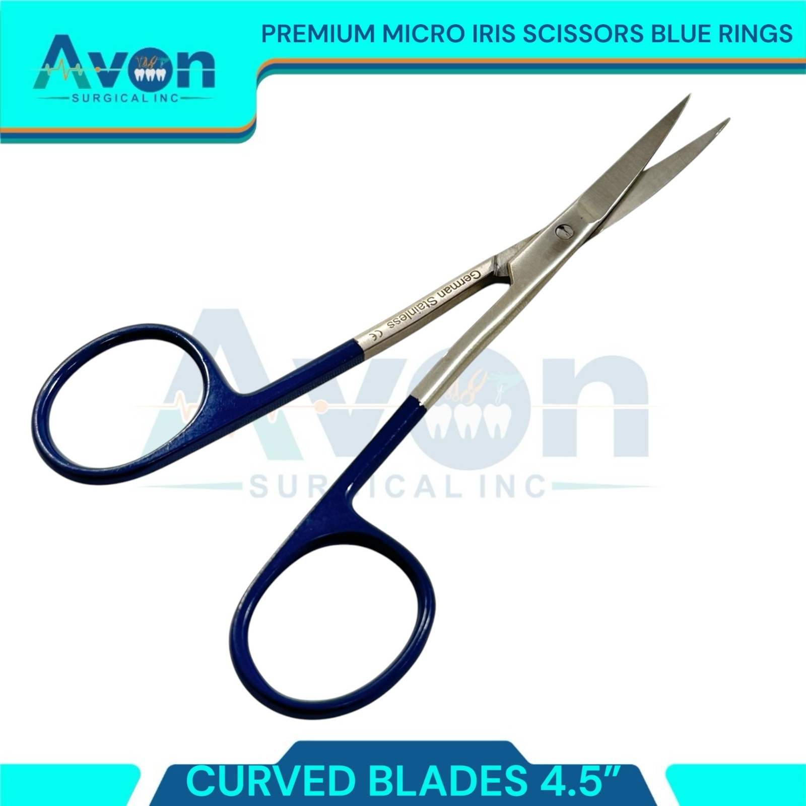 2pcs Premium Dissecting Iris Scissors with Sharp Points, Curved+Straight – 4.5in