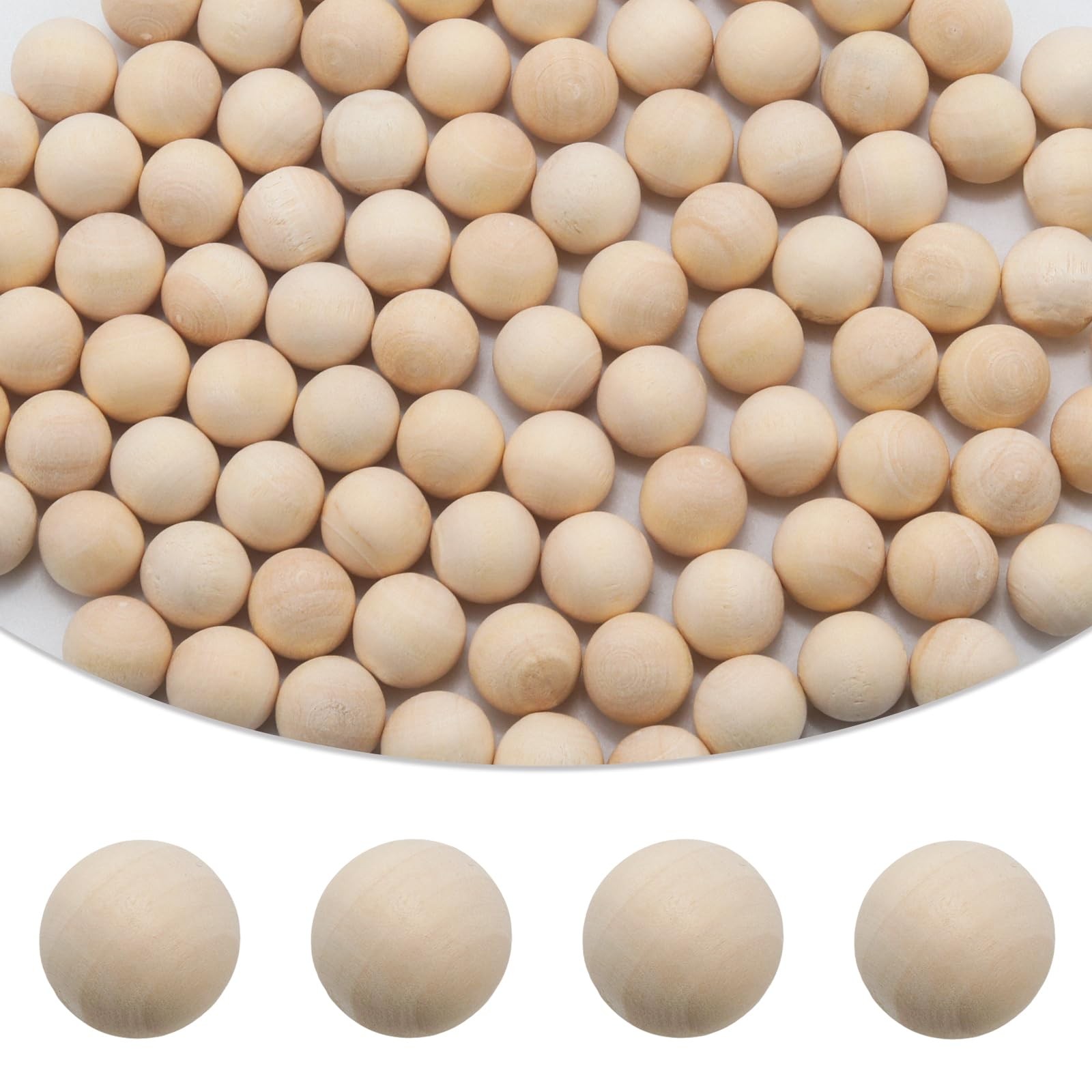 JAKOUE 100 PCS 1/2 inch (12mm) Wooden Balls, Small Unfinished Round