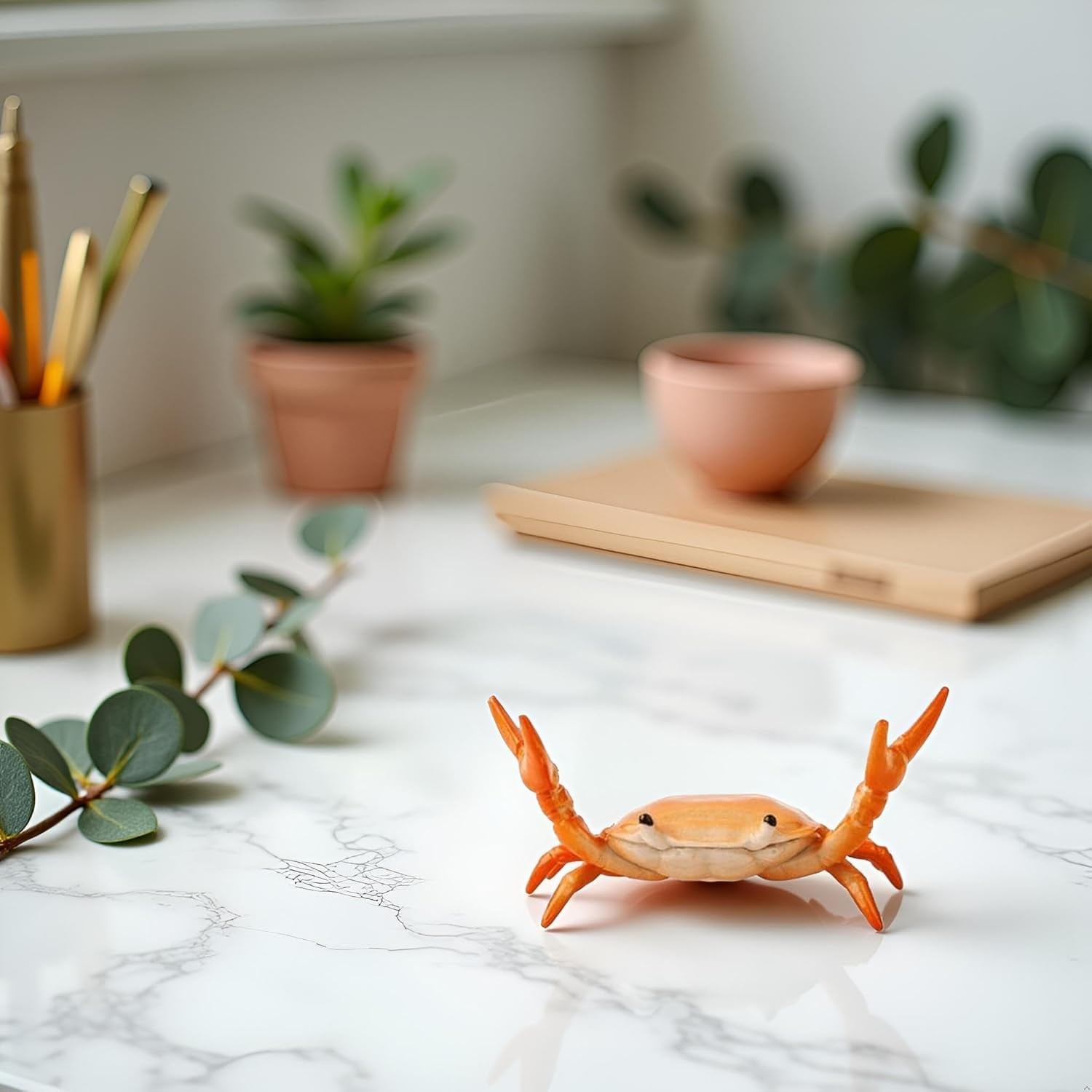 Calsgkspray 2Pcs Creative Crab Pen Holder Weightlifting Crabs Orange