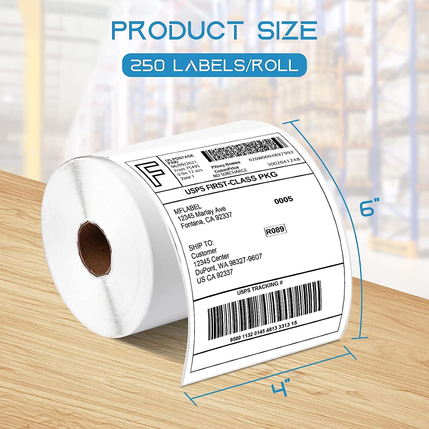 2 Rolls 250/Roll 4×6 Direct Thermal Shipping Labels For Zebra 2844 GK-420D Rollo