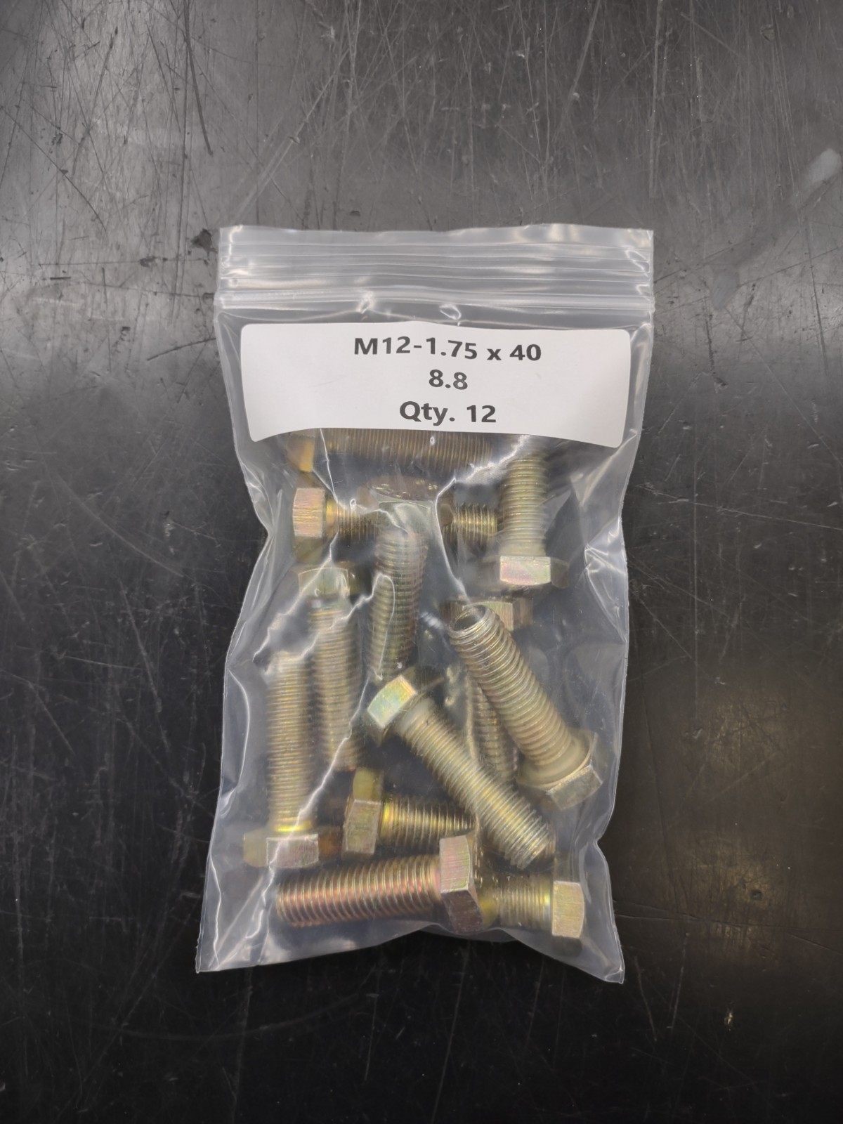 M12-1.75 x 40 mm Hex Cap Screws Grade 8.8 Yellow Zinc Metric Bolts – Qty 12