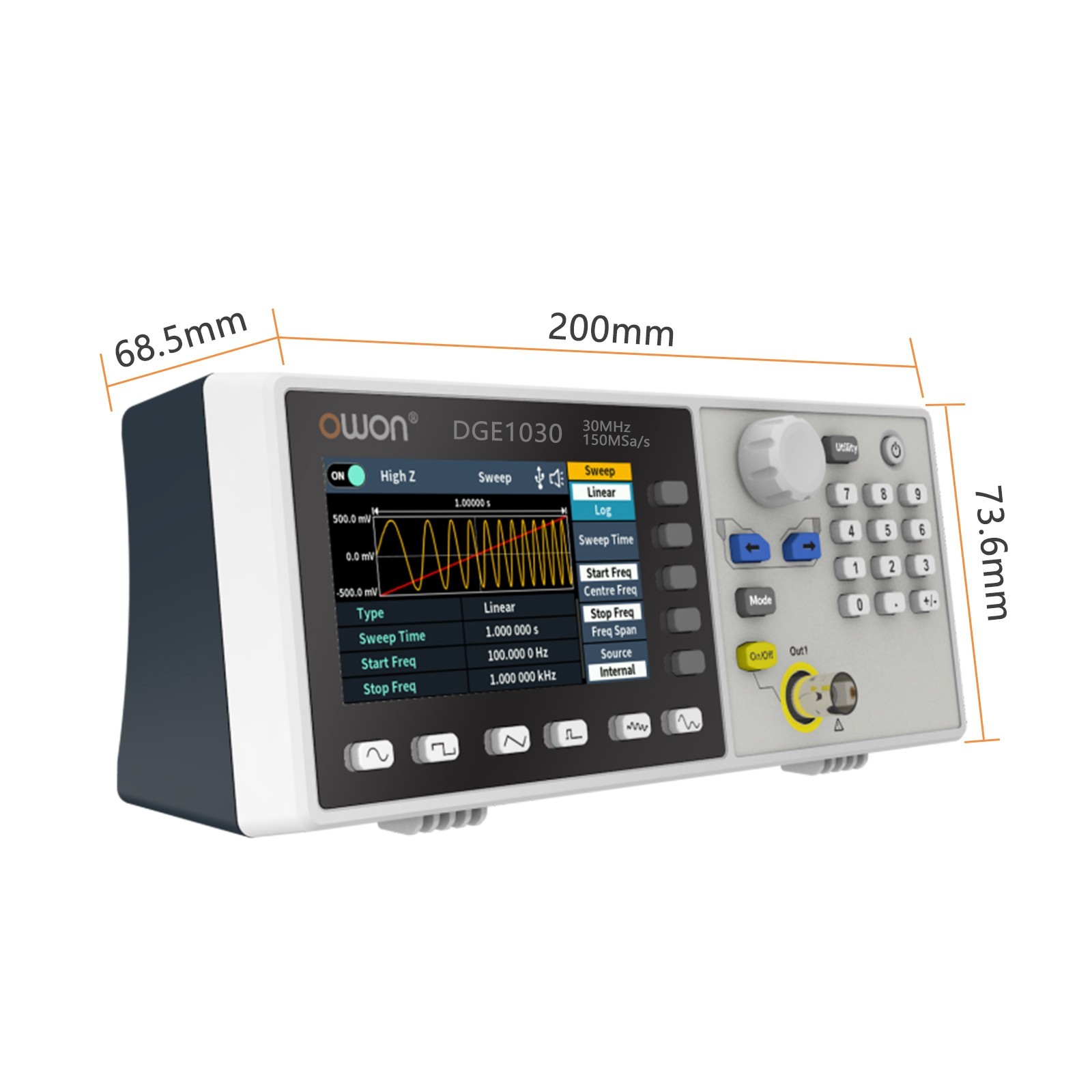 Owon DGE1030 DGE1060 1CH Waveform Generator 30MHz/60MHz 300MSa/s 14 bits