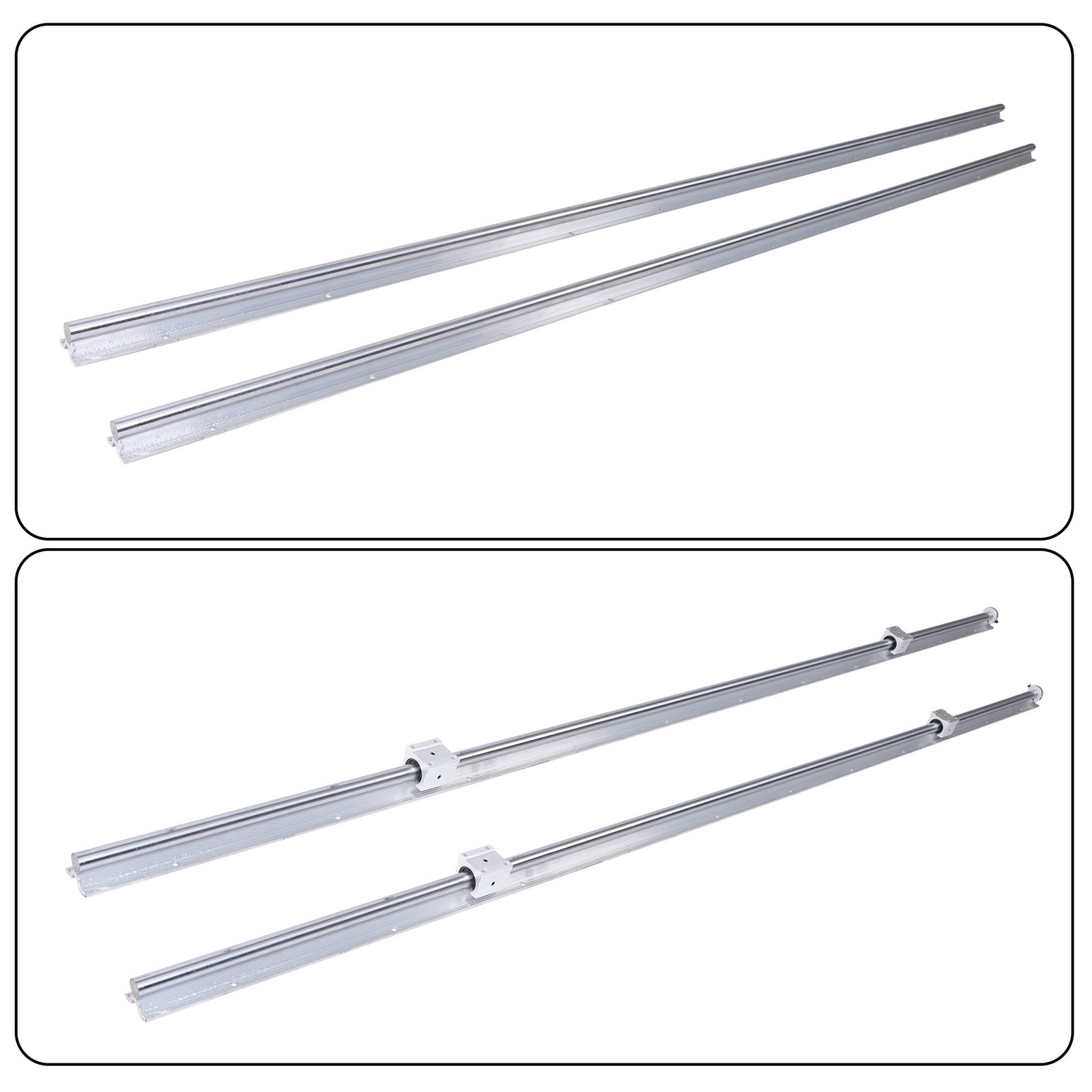 2Pcs SBR20-2200mm Linear Rails + 4× SBR20uu Bearing Blocks & 4×20mm Fixing Rings