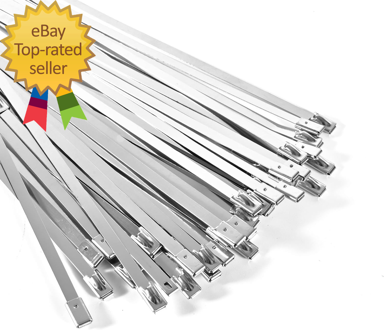 100-Pack Metal Zip Ties 11.8 Inch Heavy Duty 304 Stainless Steel Self-Locking