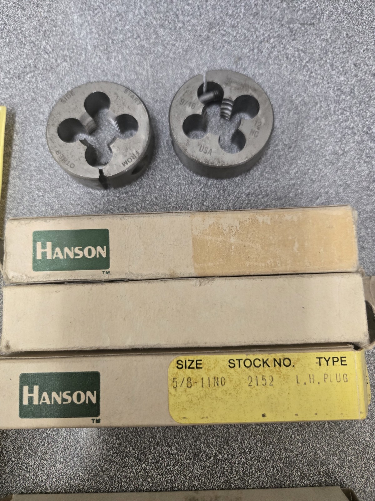SET OF HANSON TAPS AND DIES **NEW NEVER USED** (SEE DETAILS BELOW)