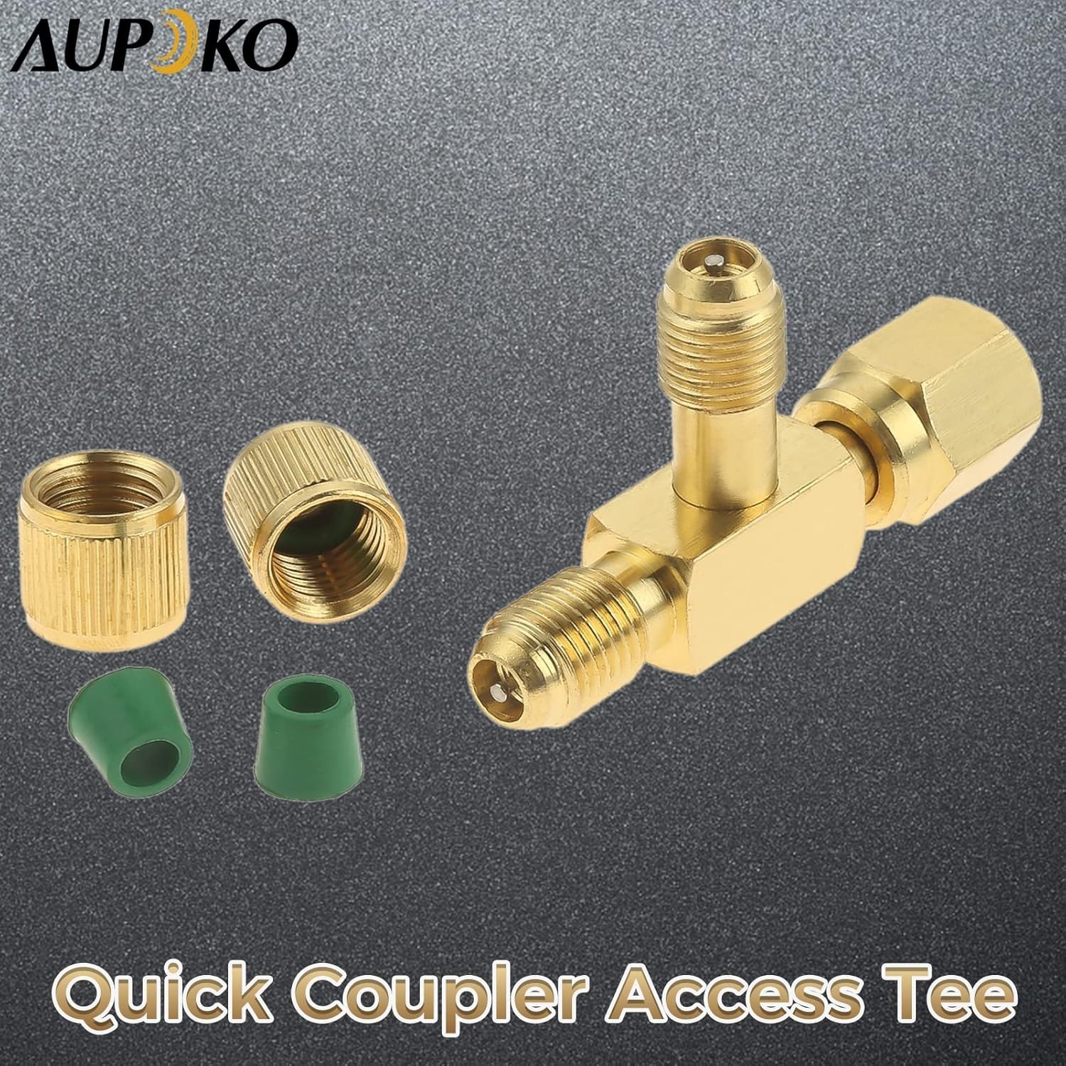 1/4″ Quick Coupler Access Tee Valve Core Adapter with Swivel Connector HVAC Tool