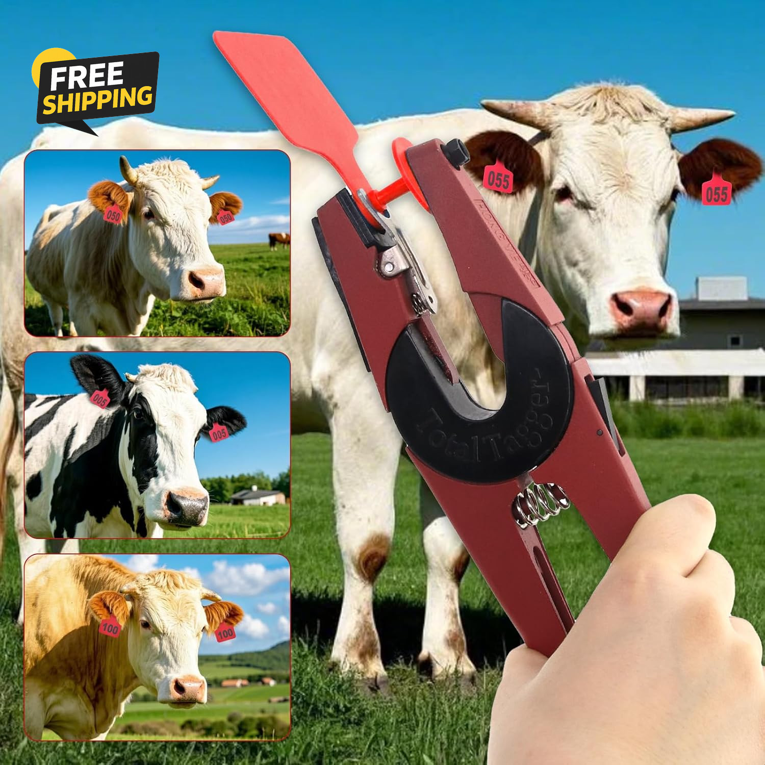 Cattle Ear Tags 001-100 Number Plastic Livestock Animal Tag for Cows Ear Tag