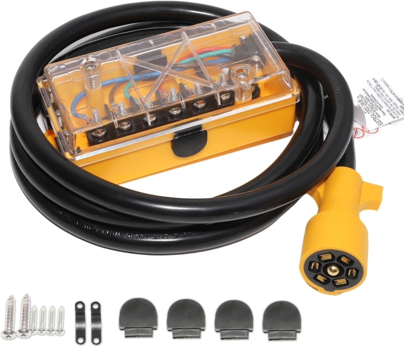 MECMO 7 Way Plug Inline Trailer Cord 8Ft, 7 Gang Junction Box, Heavy Duty 7 T…