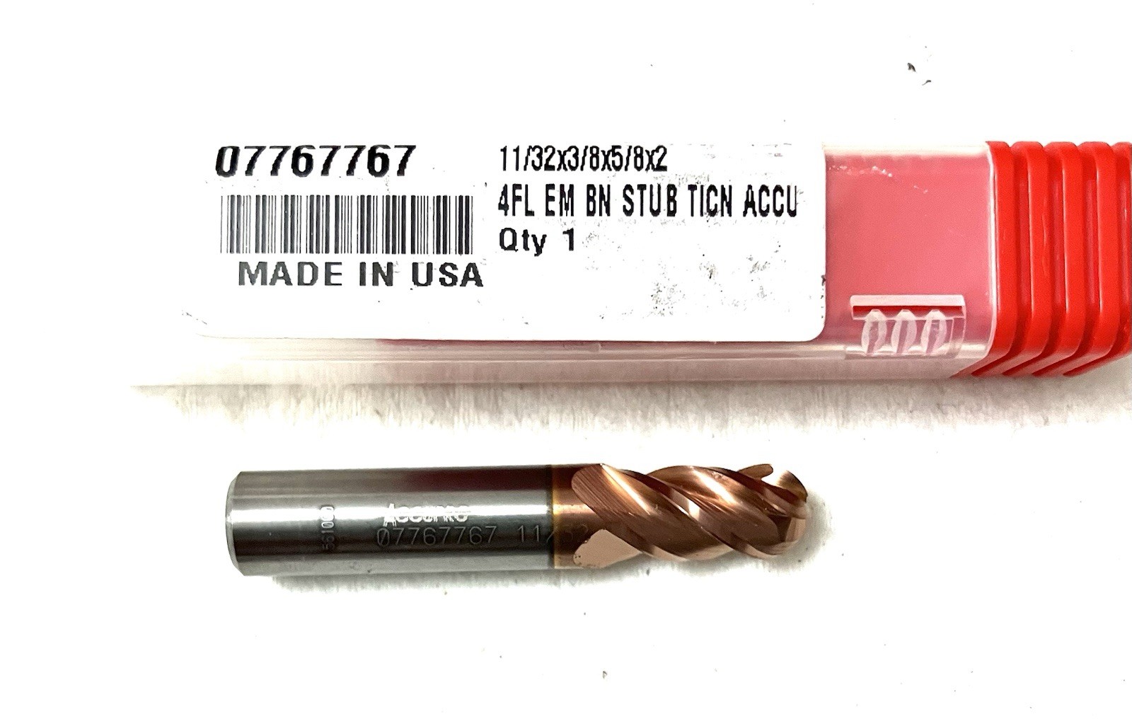 Accupro 11/32″ 4FL Ball Nose End Mill Solid Carbide TiCN 07767767 NEW