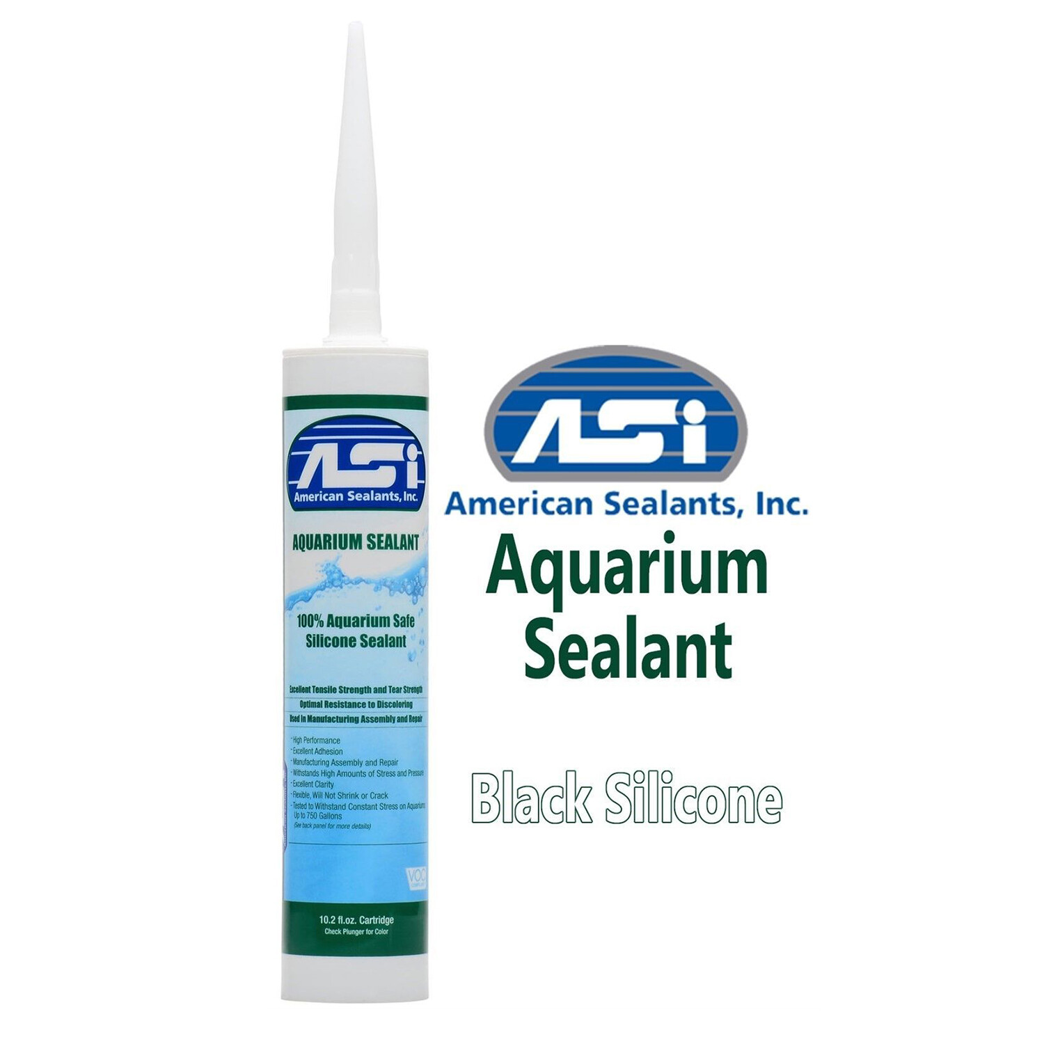 ASI Black Aquarium Silicone Sealant – 10.2 oz Fluid Cartridge