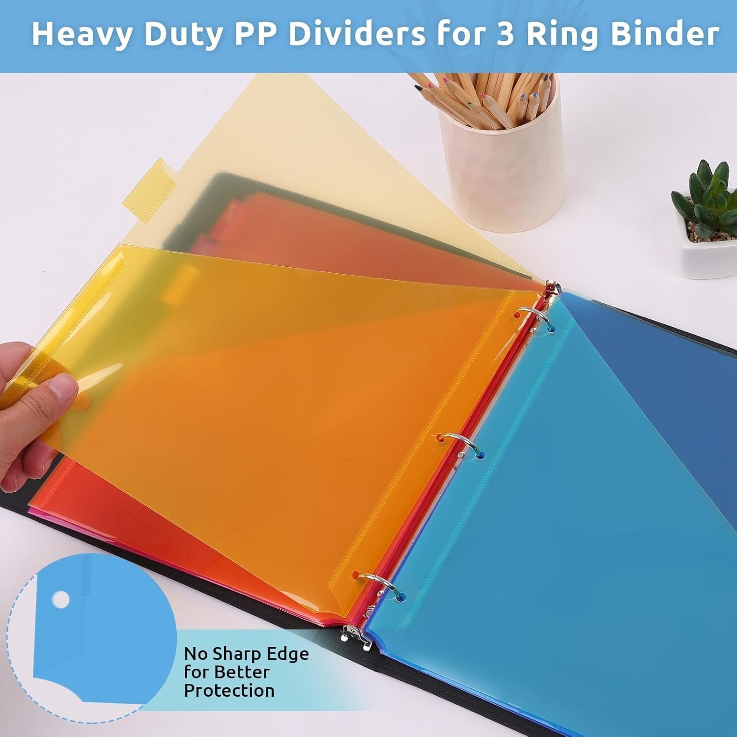 Binder Dividers with Tabs and Pockets,8 Tab Dividers for 3 Ring Binder, Plastic