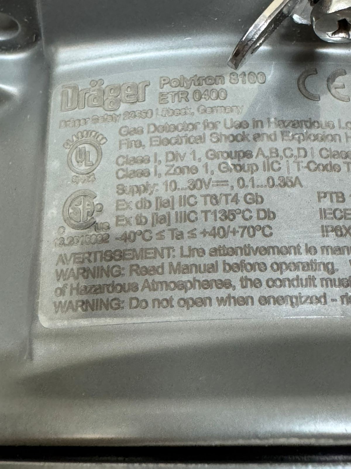 Drager / Gas Detector / Polytron 8100 / 8344403 / 6812675