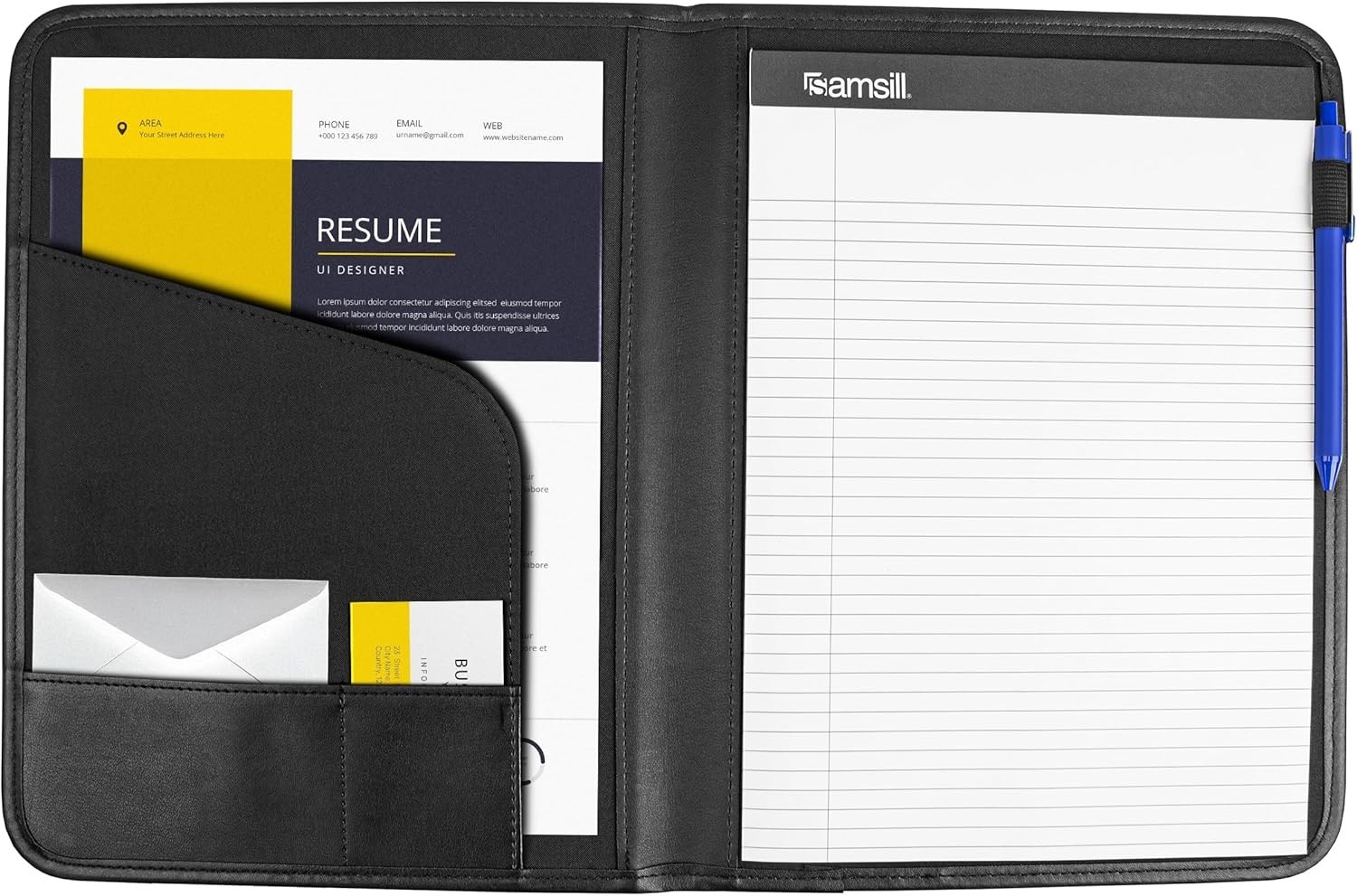 Professional Padfolio – Faux Leather Portfolio Folder for Men and Women, Leat…