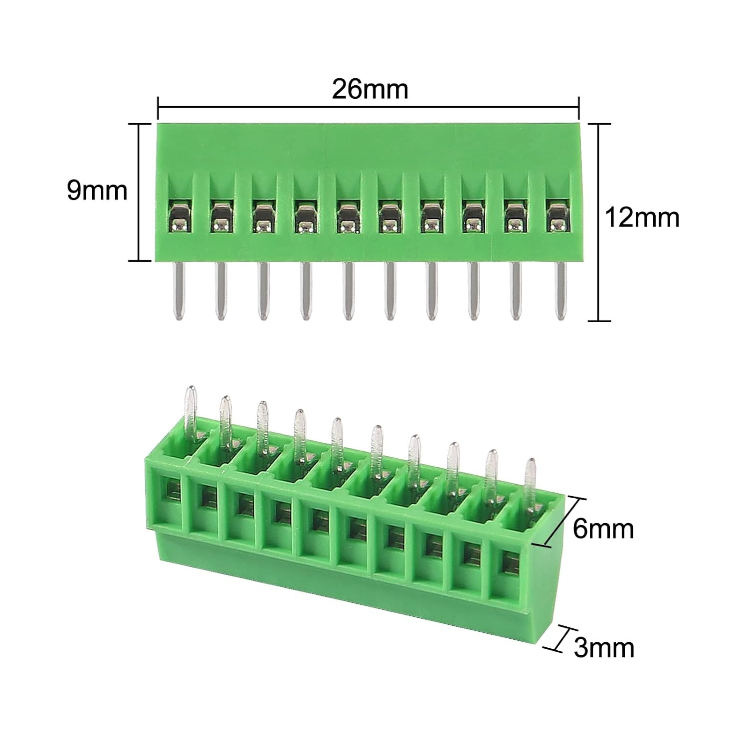 10pcs PCB Connectors 10Pin 2.54mm 0.1″ Pitch Screw Terminal Block Connector 1…