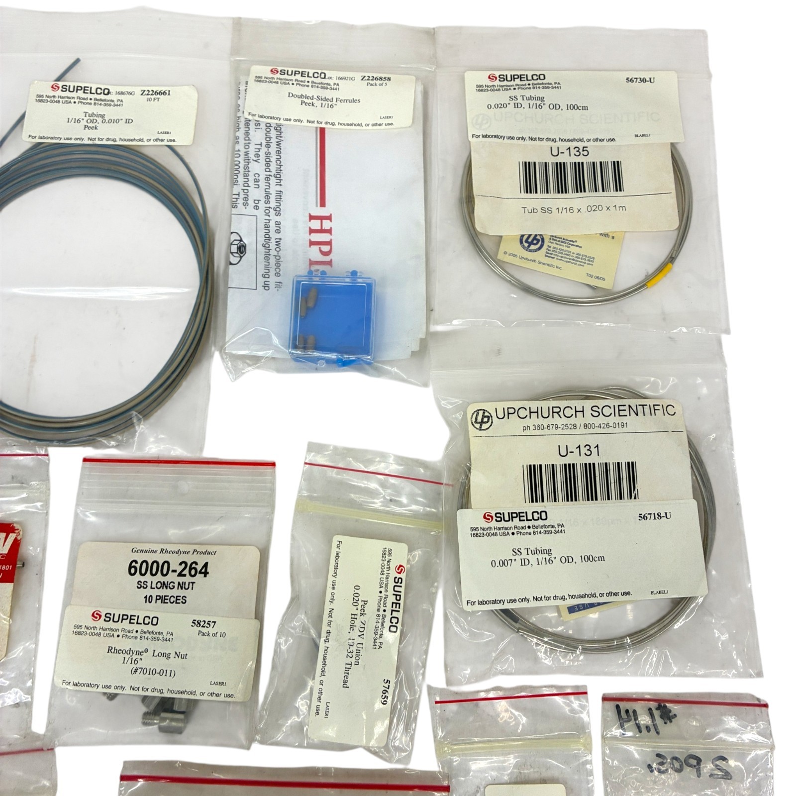 Supelco Upchurch Rheodyne HPLC Lab Tubing Fittings Ferrules Lot