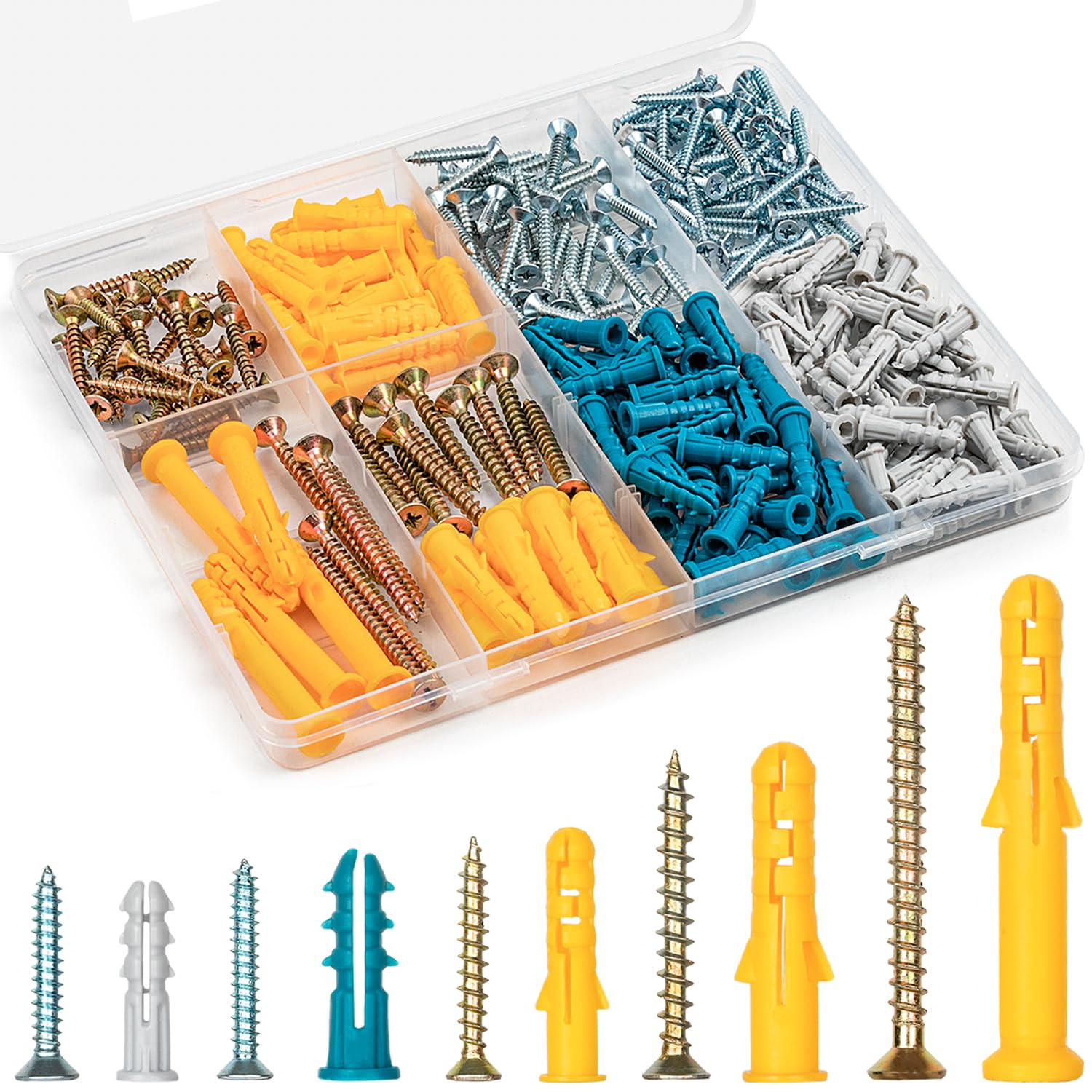 Drywall Anchors and Screws Assortment Kit 270PCS, 135 Plastic Dry Wall Expansion