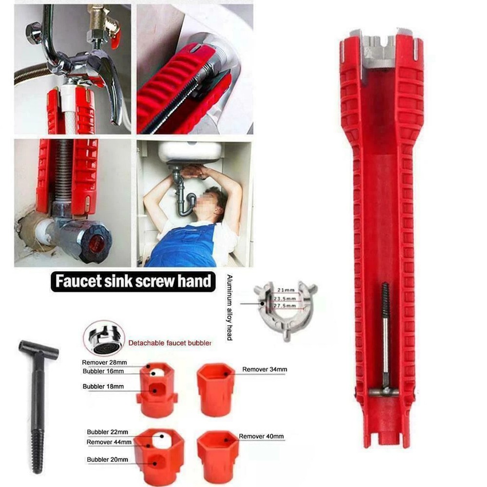 14 In 1 Faucet Sink Basin Installer Pipe Wrench Tap Spanner Multifunction Tools