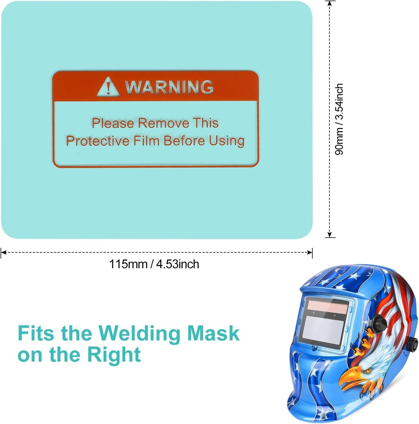 Welding Helmet 10pcs Clear Outer Cover Lens 4.53 x 3.54 inch 115 x 90mm for D…