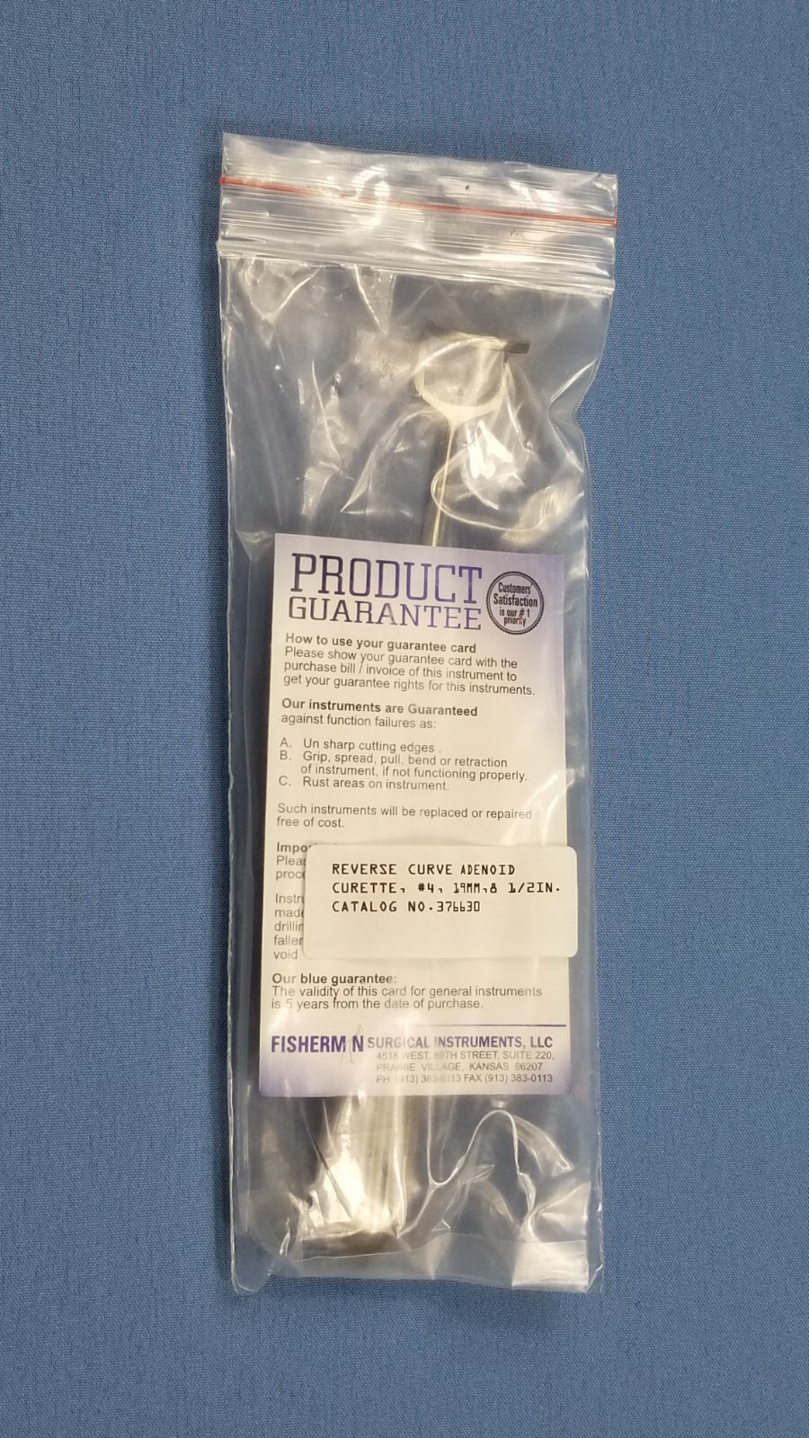 German Stainless Steel Reverse Curve Adenoid Curette 376630