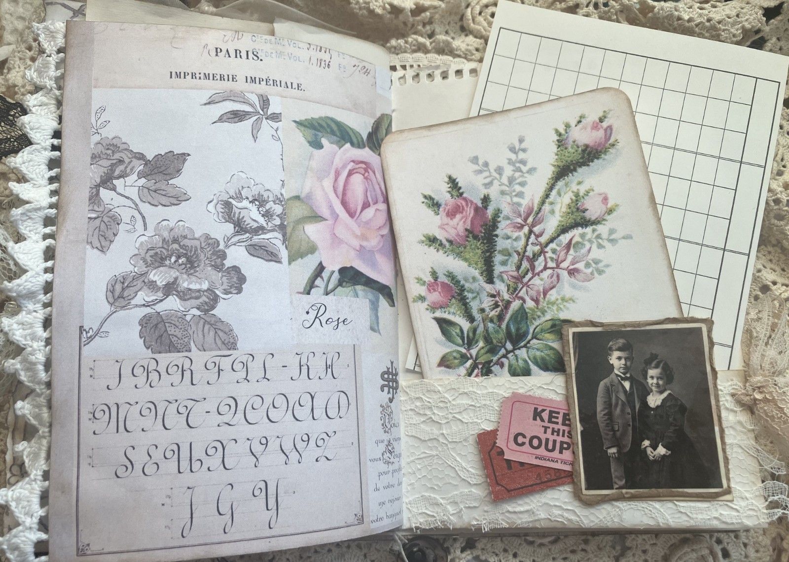 VINTAGE STYLE HAND MADE JUNK JOURNAL (Tranquil Moments) see video