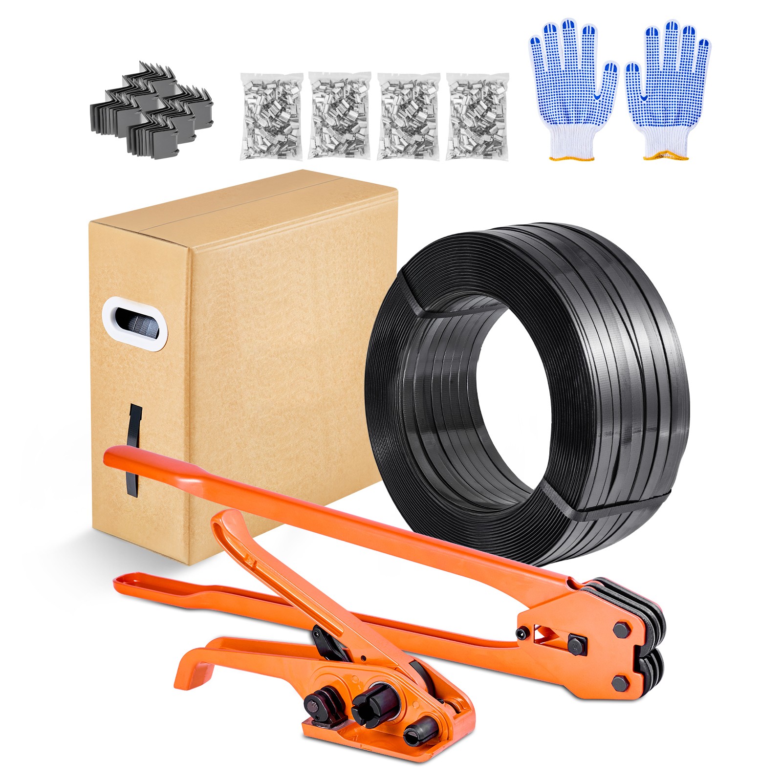 Uimoso PET Strapping Kit with 2000ft Band, 600 Seals, and 200 Edge Protectors