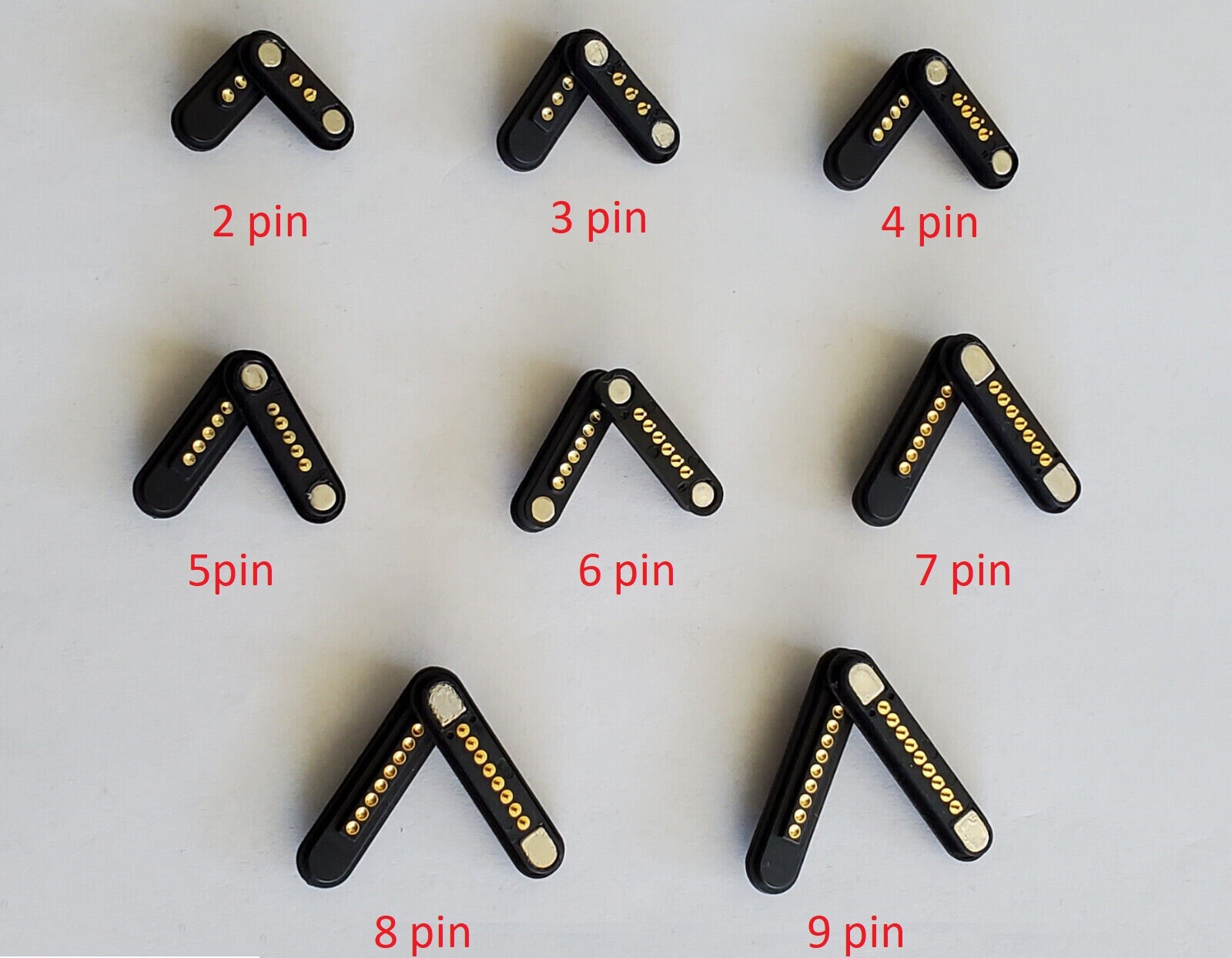 1Pair Magnetic Pogo Pin Connector 2, 3, 4, 5, 6, 7, 8, 9 PIN Gold Plated