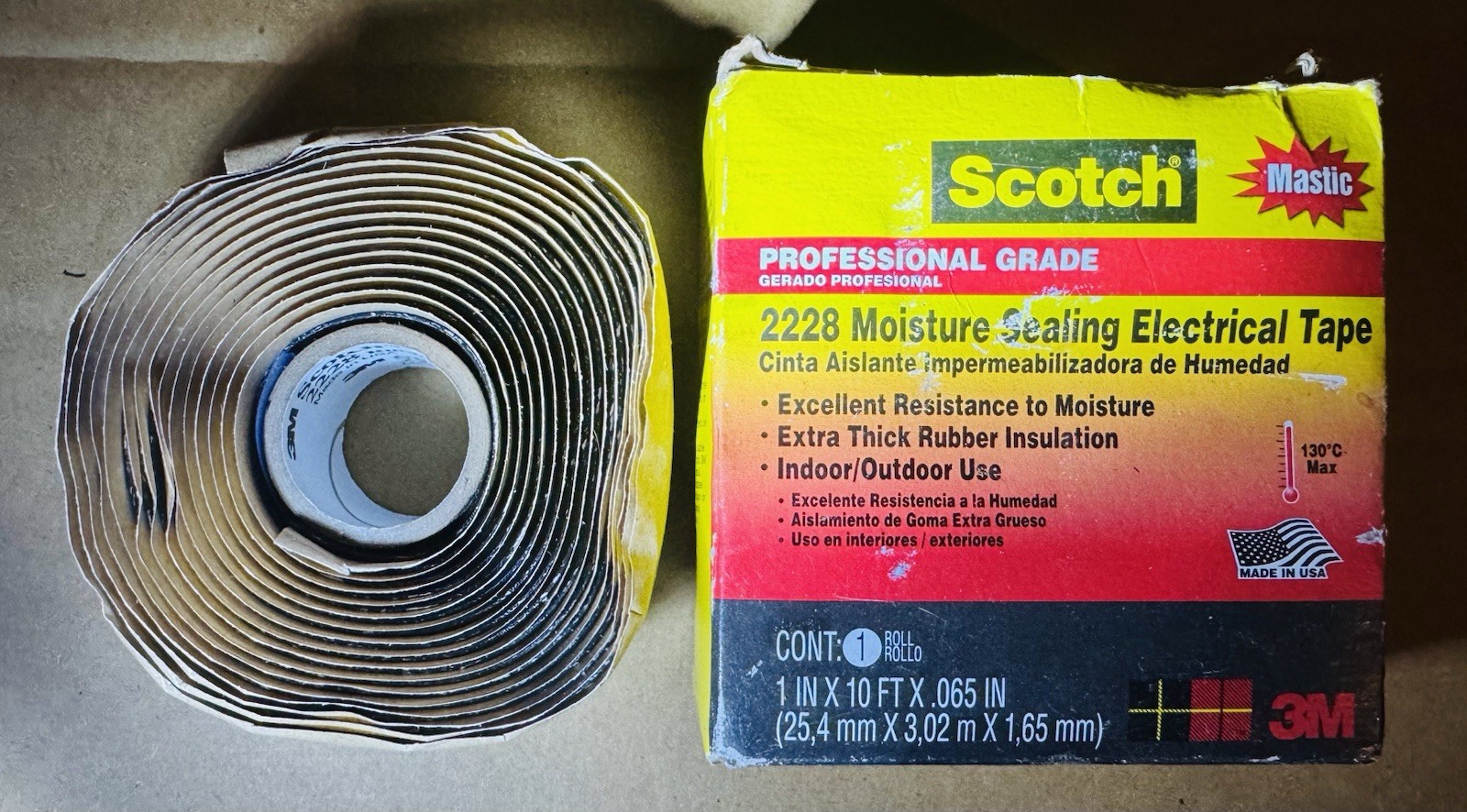 3M 2228 Scotch Moisture Sealing Electrical Tape, 1 in x 10 ft x 0.65 in