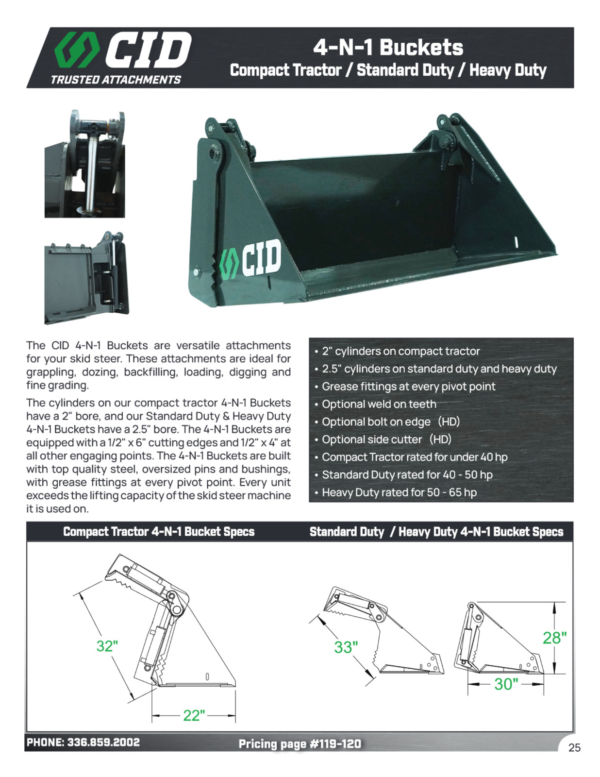 78″ CID Heavy Duty 4 in 1 Combo Bucket Skid Steer Attachment 2026 New