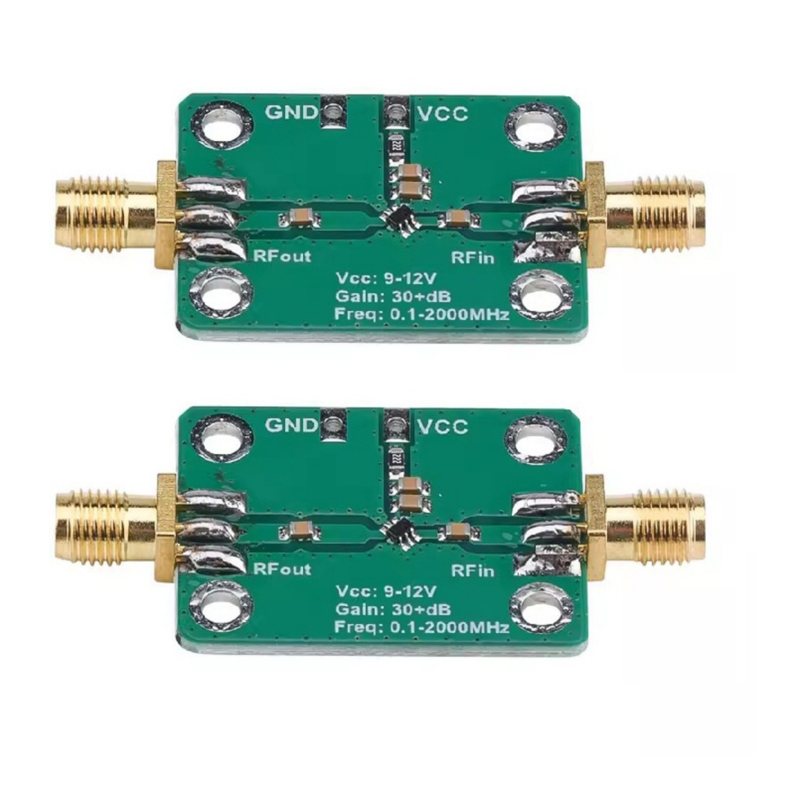 Broadband RF Amplifier Module Low Noise 0.1-2000MHz 30dB Gain Power Supply Unit