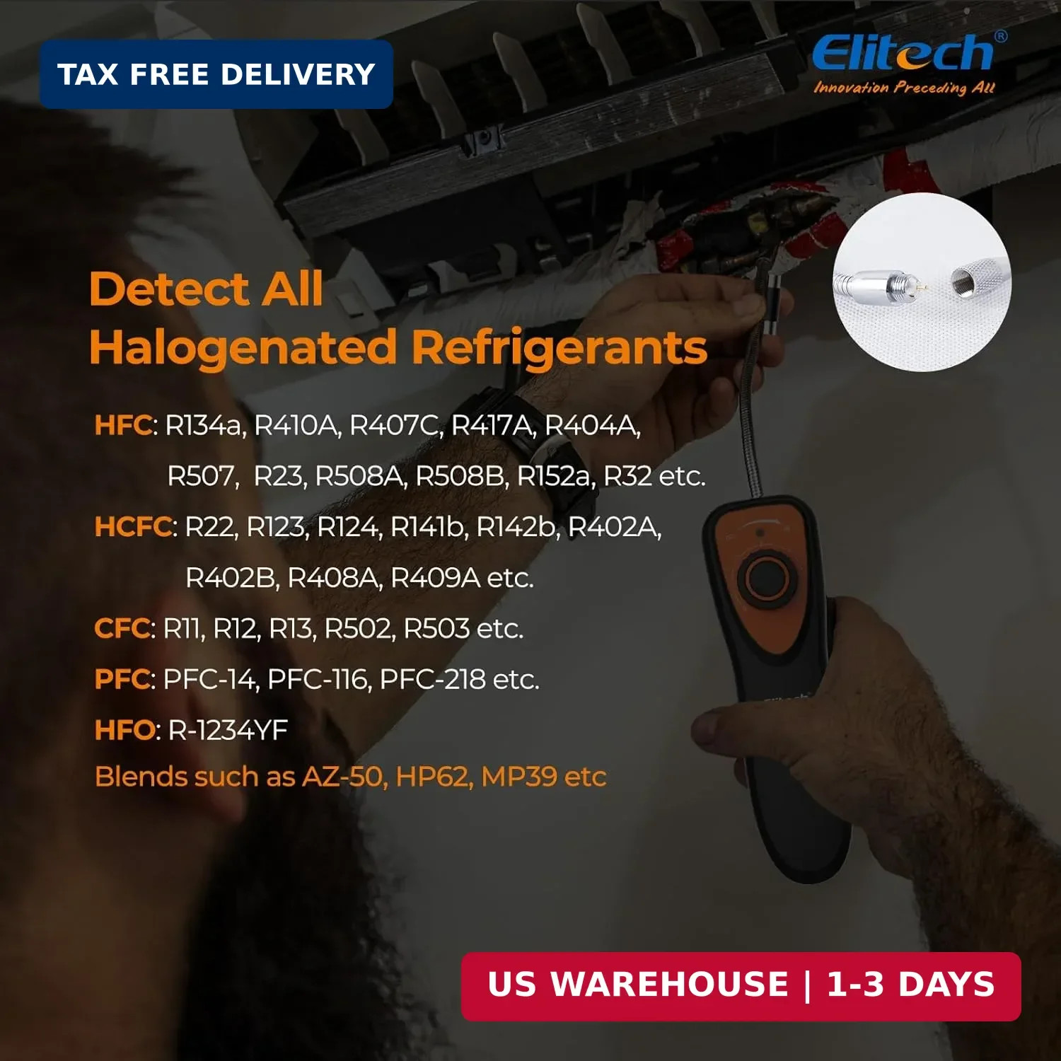 Elitech Refrigerant Leak Detector, CLD-100 Freon Leak Detector Car HVAC Halogen