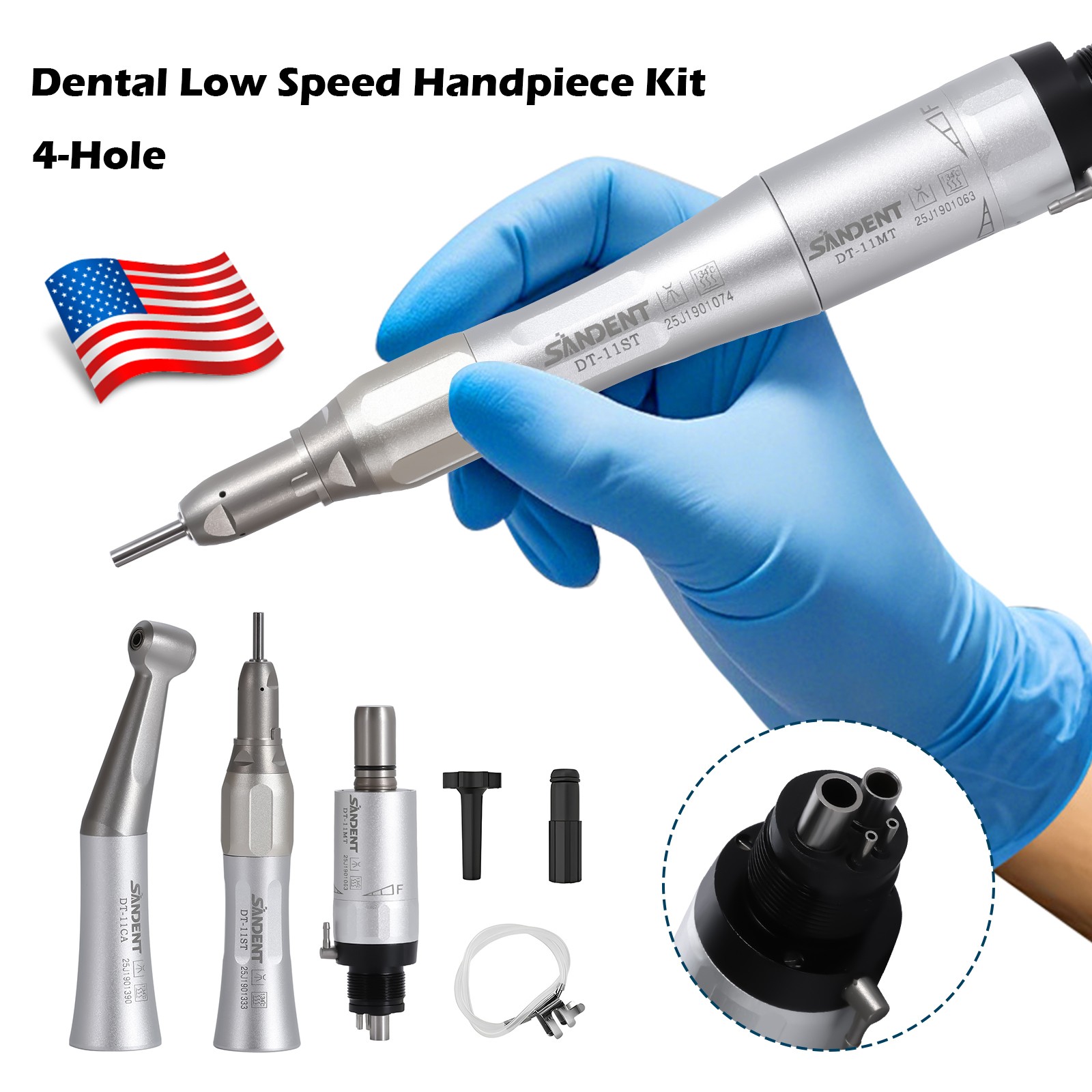 Dental 1:5 Increasing Handpiece Contra Angle LED Fit KAVO NSK Electric Motor USA