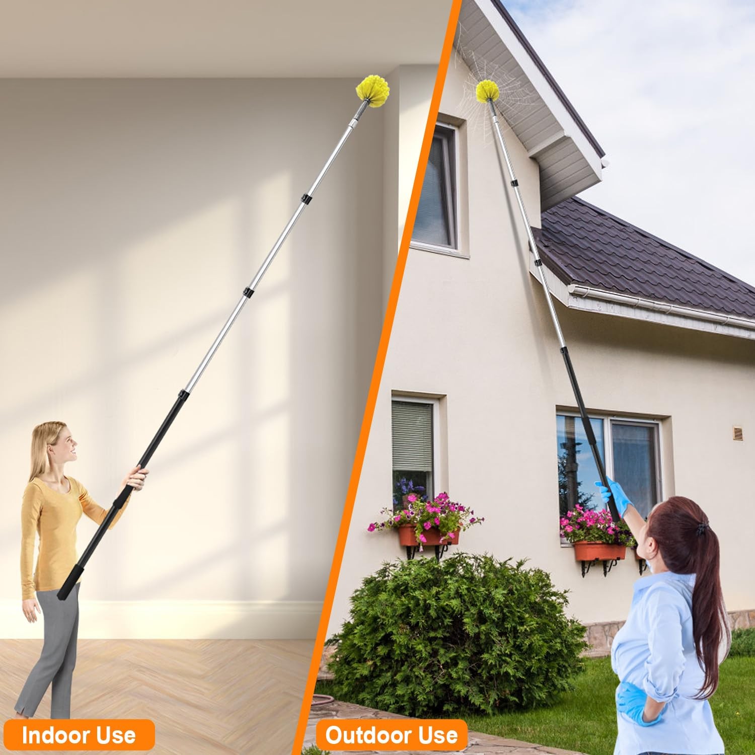 ARTIPOLY 4-12ft Cobweb Duster w/ 20ft Extension Pole, High Reach Feather Duster