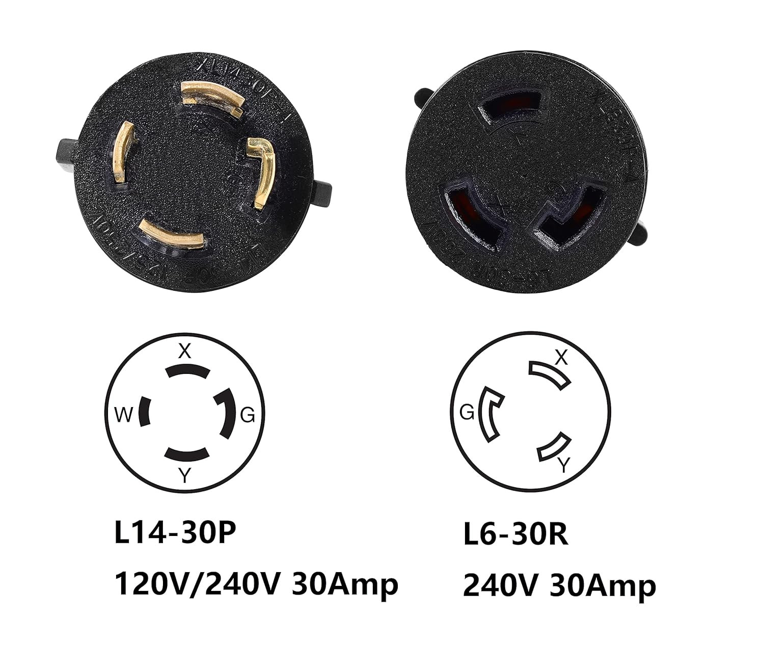 NEMA L14-30P to L6-30R ETL Listed 240V 30 Amp Twist Lock 4 Prong to 3 Prong